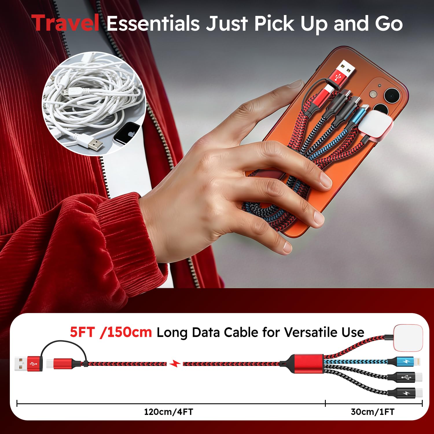 Thumbnail 6 de Firsting 592 4-in-2 Multi Charging Cable for Apple Watch, Braided
