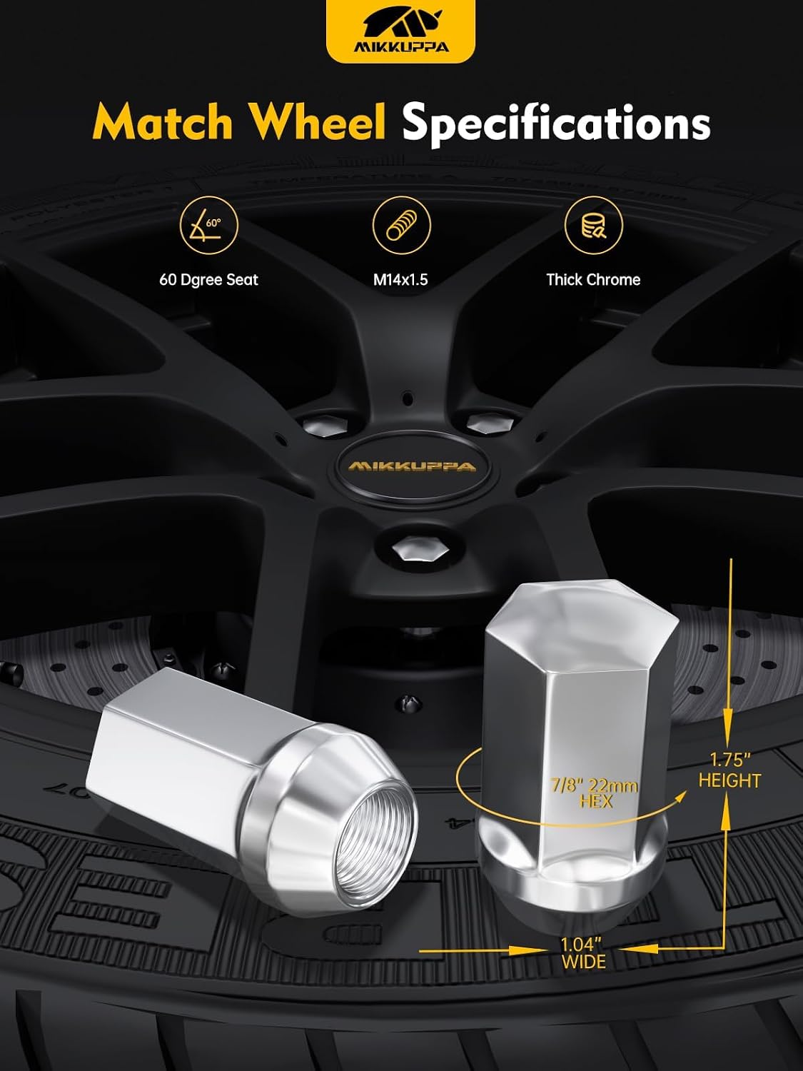 Thumbnail 1 de MIKKUPPA M14x1.5 Lug Nuts 24pcs