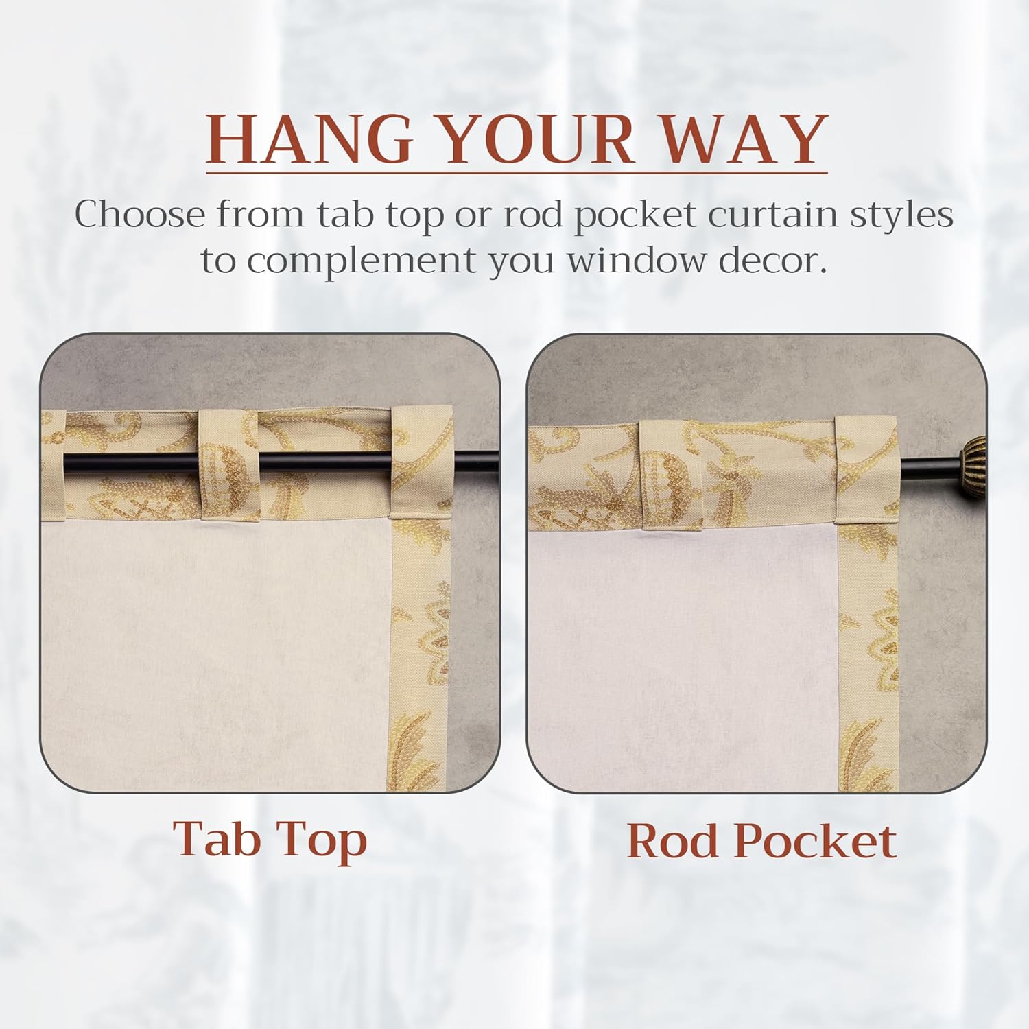 Thumbnail 5 de Maison d' Hermine 100% Cotton Light Filtering Curtain Panels (Cream, 50" W x 124" L)