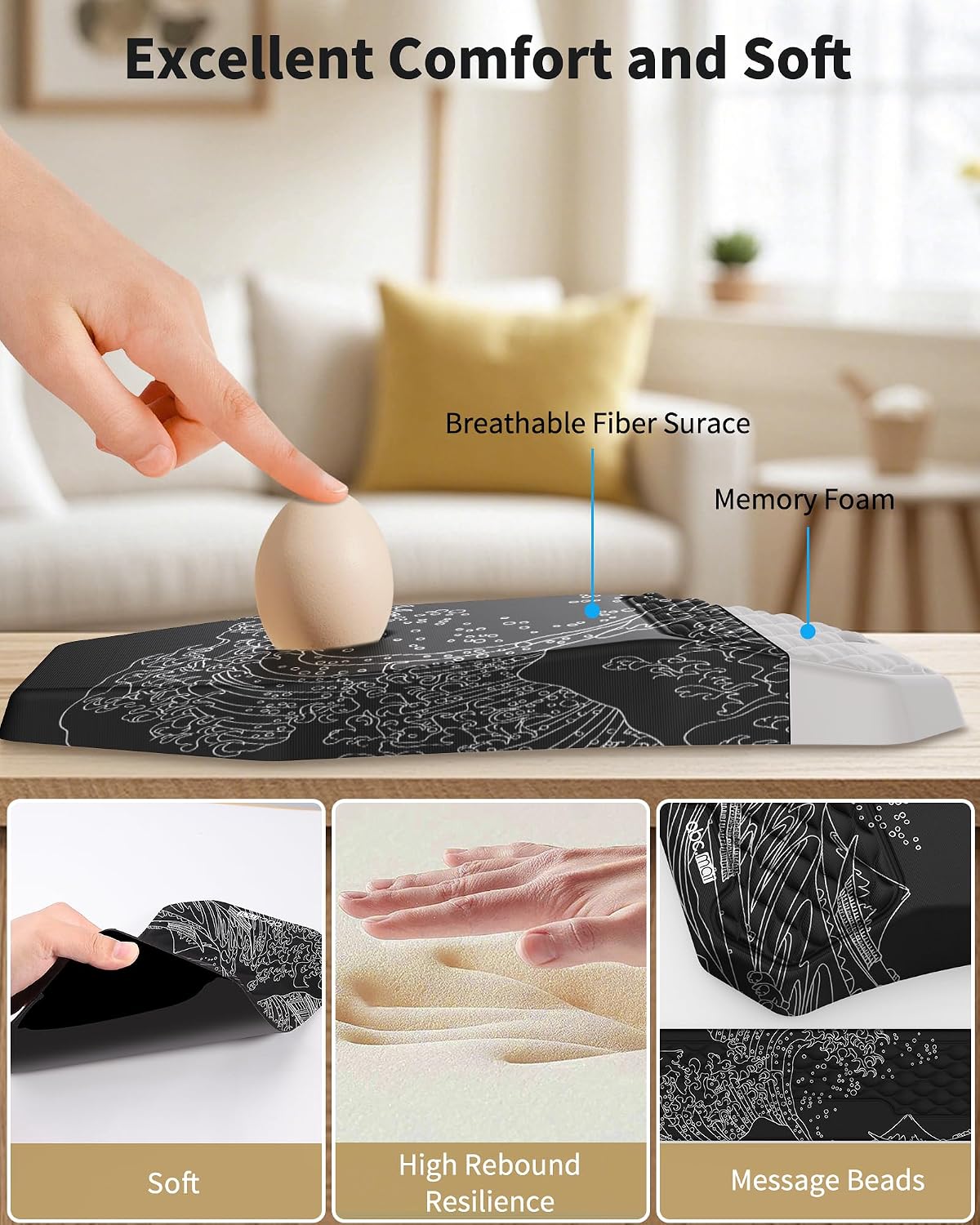 Detalle de Ergonomic Mouse Pad with Wrist Rest, Memory Foam