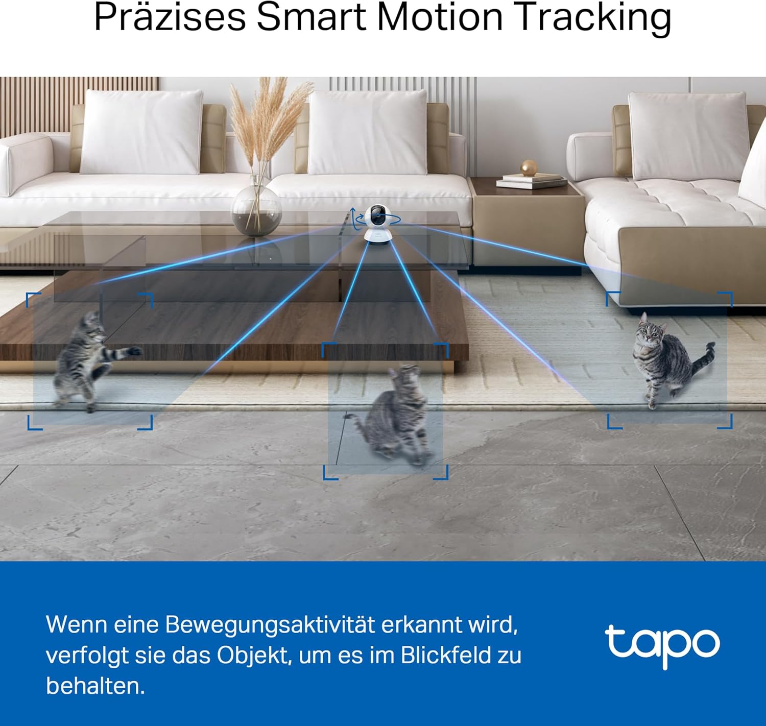 Detalle de Tapo C220: 2K 4MP Innen-Überwachungskamera mit 360°-Panorama, Nachtsicht bis 10 m und Sprachsteuerung