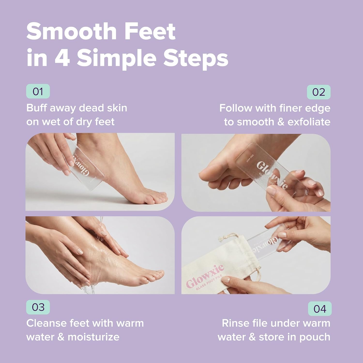 Thumbnail 1 de Glowxie Nano Glass Foot Files for Hard Skin – 2-in-1 Foot File & Heel Scraper (wet & dry)