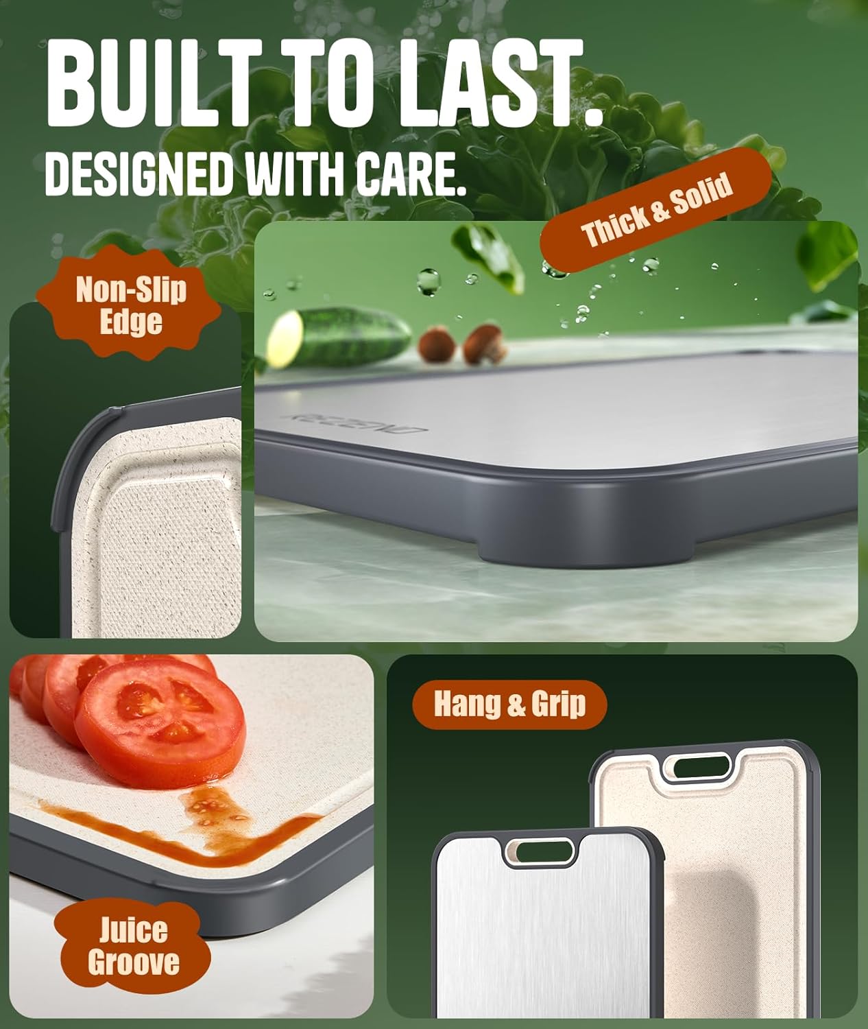 Thumbnail 5 de REZEND Titanium Cutting Board Set of 3: Dual-Sided, Knife-Friendly, Hygienic Prep Surfaces