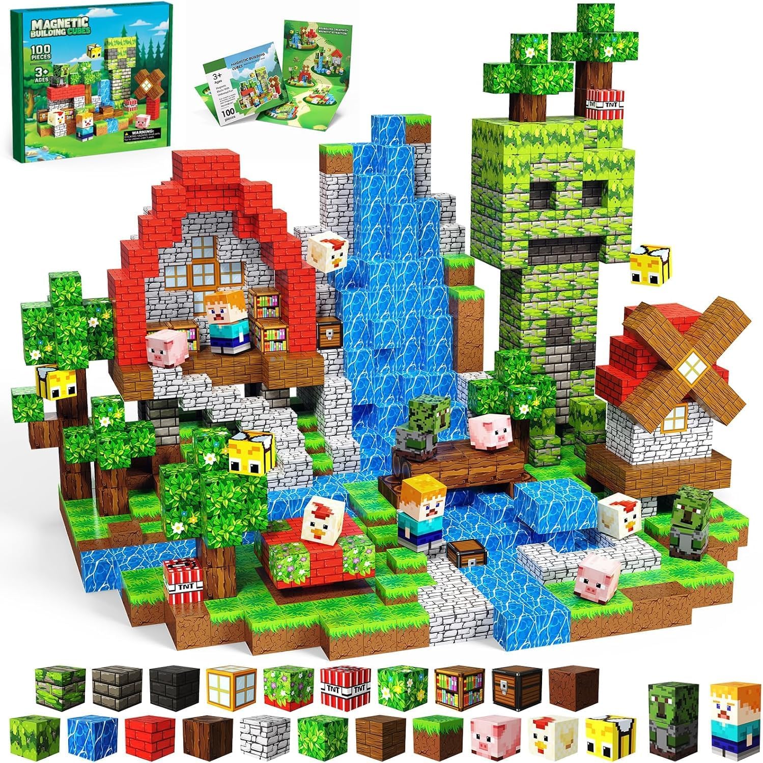 Detalle de SSAWER Magnetische Bausteine Bauspielzeug – 100 Teile, offenes Spielset für Kinder ab 3 Jahren