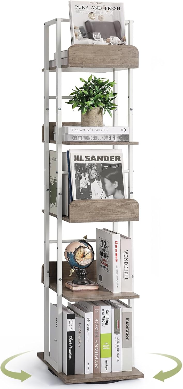 Thumbnail 6 de Bikoney 5-Tier Rotating Corner Bookshelf