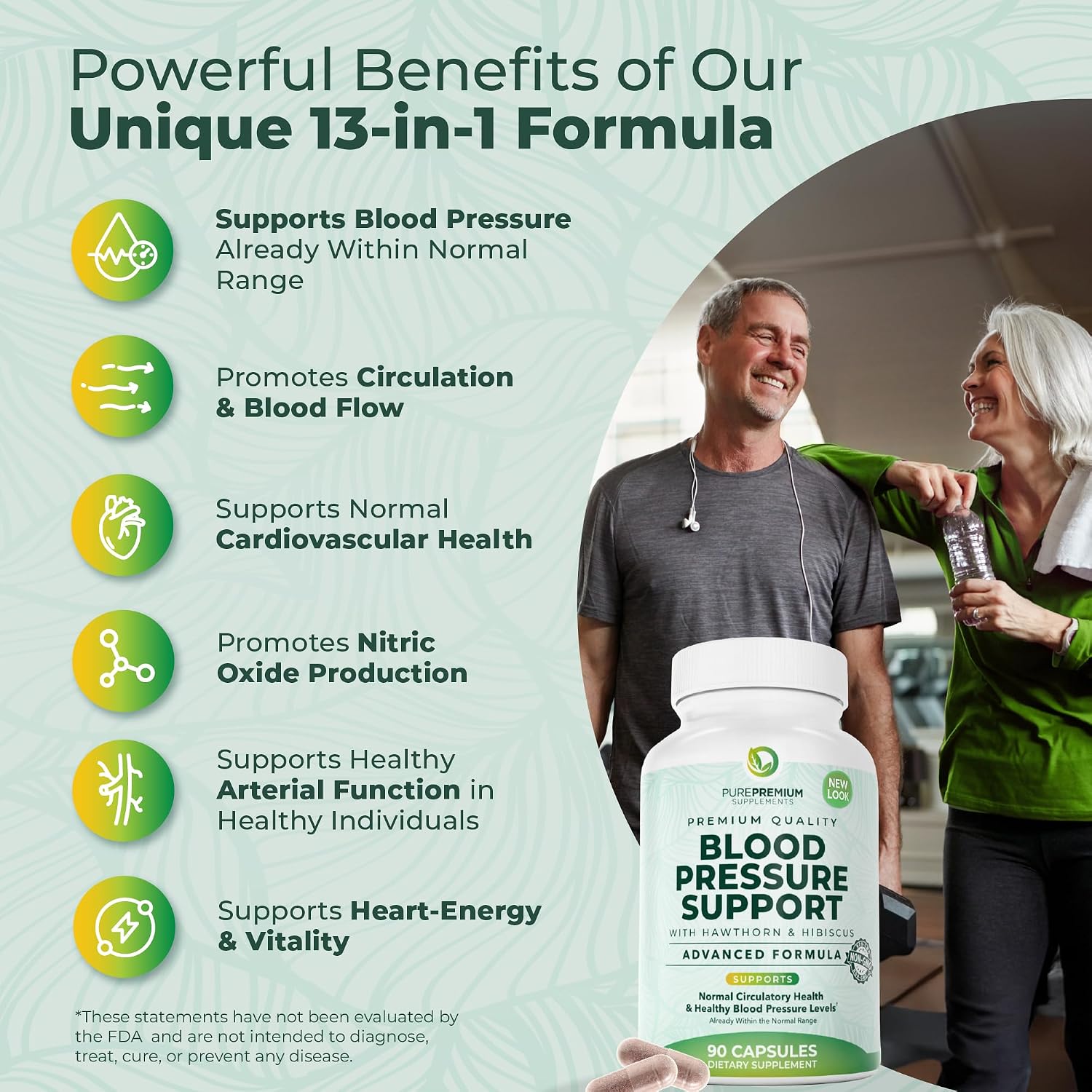 Detalle 2 de PurePremium Blood Pressure Support Supplement, 90 Capsules with Hawthorn, Hibiscus & Garlic