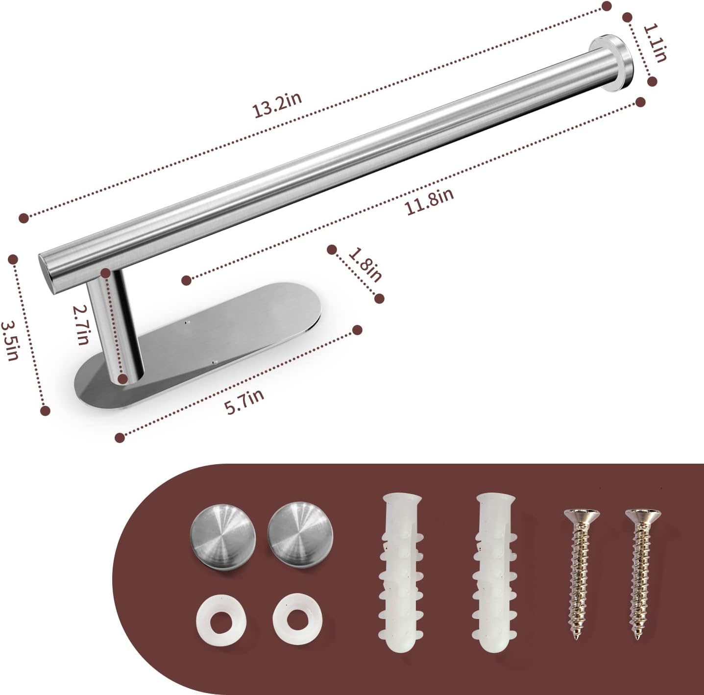 Detalle de DEKAVA PTH-ALL1 Paper Towel Holder, SUS304 Stainless Steel, Adhesive Mount