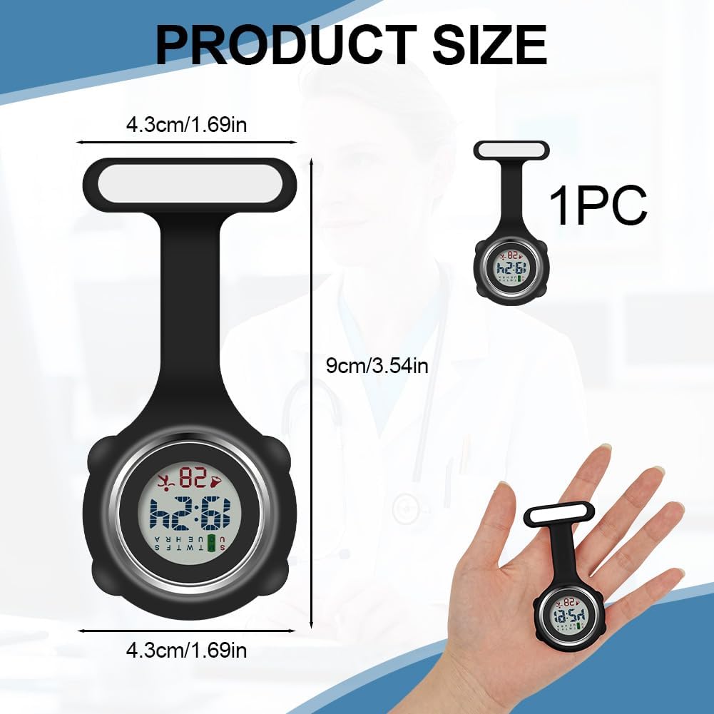 Detalle de Vicloon Orologio da Infermiere 3Pcs in Silicone con Clip – Orologi da tasca per infermieri e personale medico