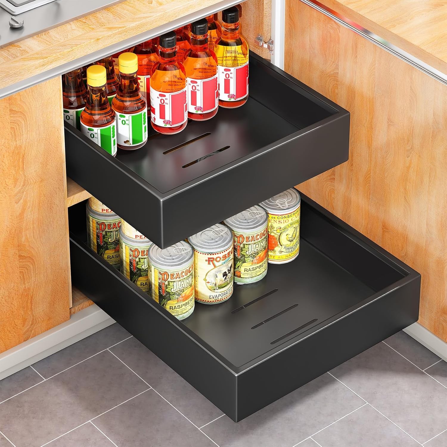 Thumbnail 6 de Pull Out Cabinet Organizer with Nano Adhesive — Heavy-Duty Full-Extension Drawer for Frameless Cabinets