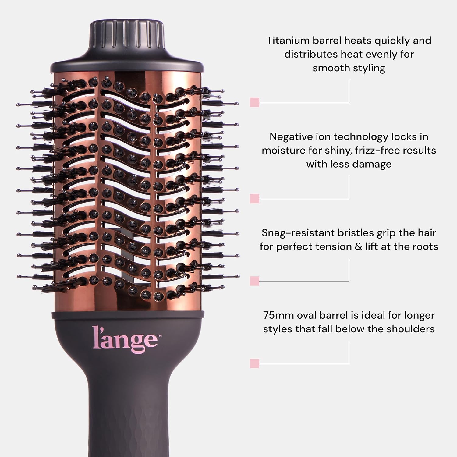 Detalle 2 de L'ANGE HAIR Le Volume 2 in 1 Titanium Hair Brush with Heat Dryer