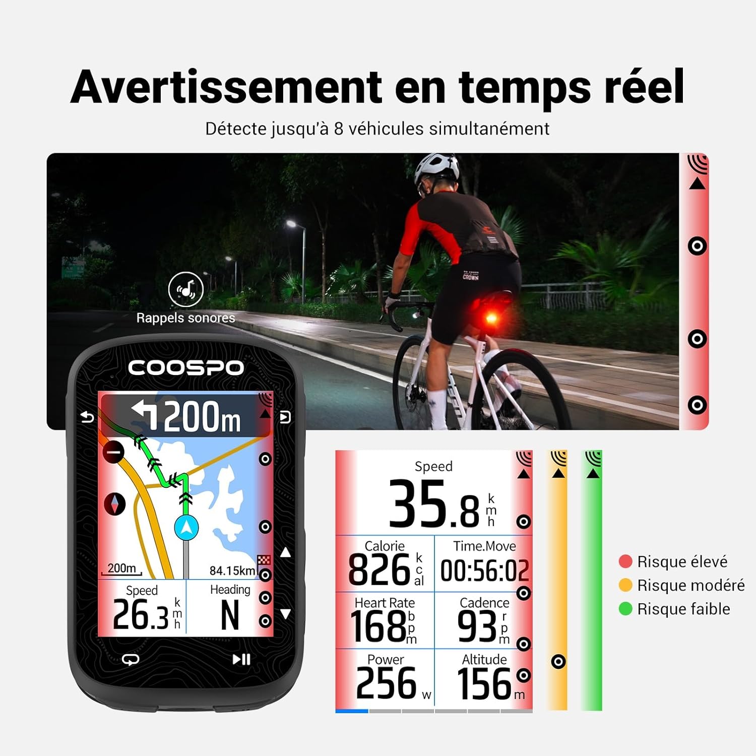 Thumbnail 3 de COOSPO TR70 Feu arrière radar 140m