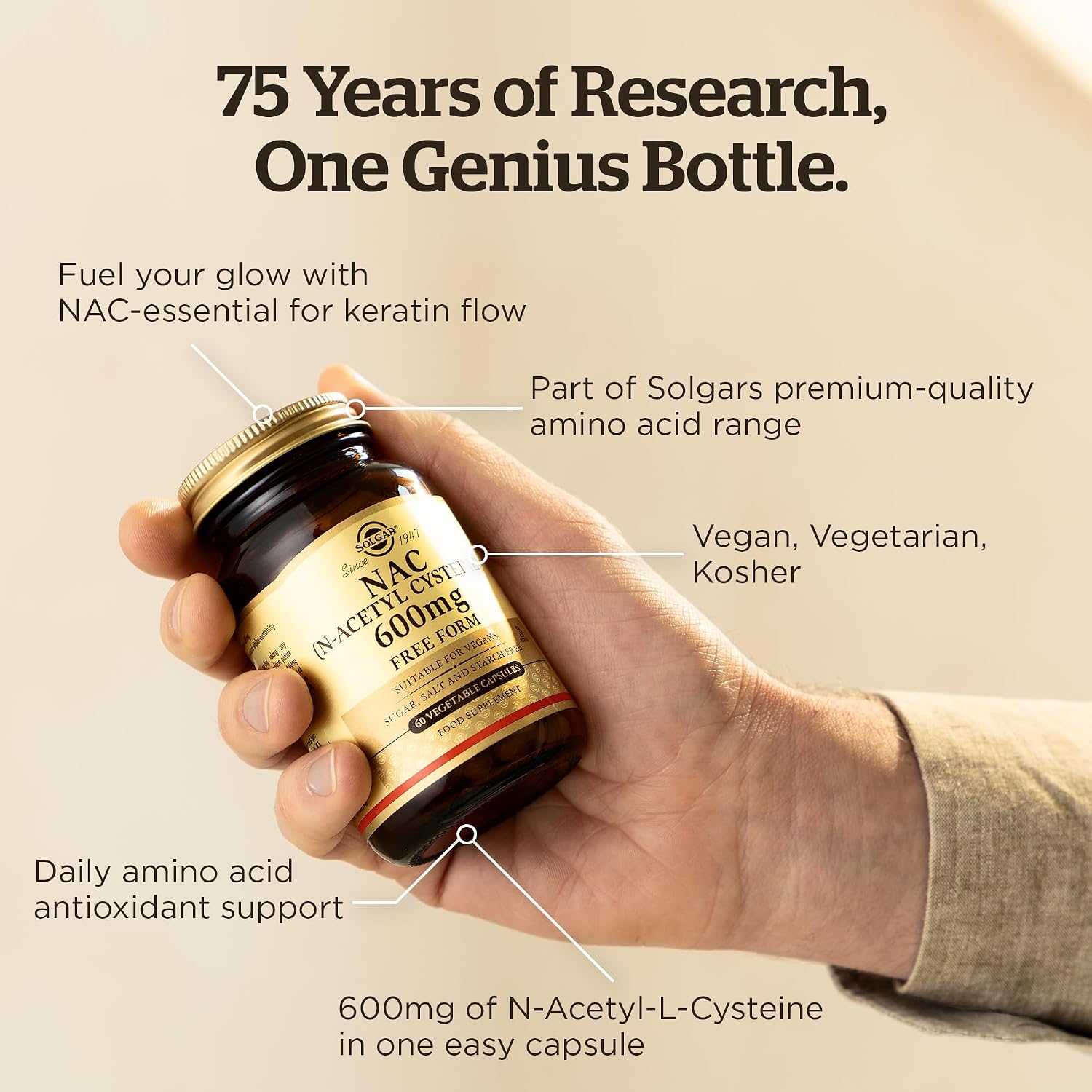 Thumbnail 4 de Solgar NAC (N-Acetyl-L-Cysteine) 600 Mg Vegetable Capsules – Pack of 60