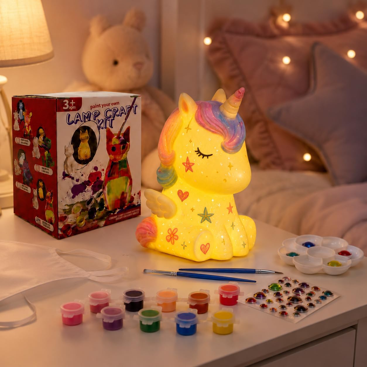 Detalle 2 de Paint Your Own Unicorn Lamp Kit – A Creative Glow-Up for Kids