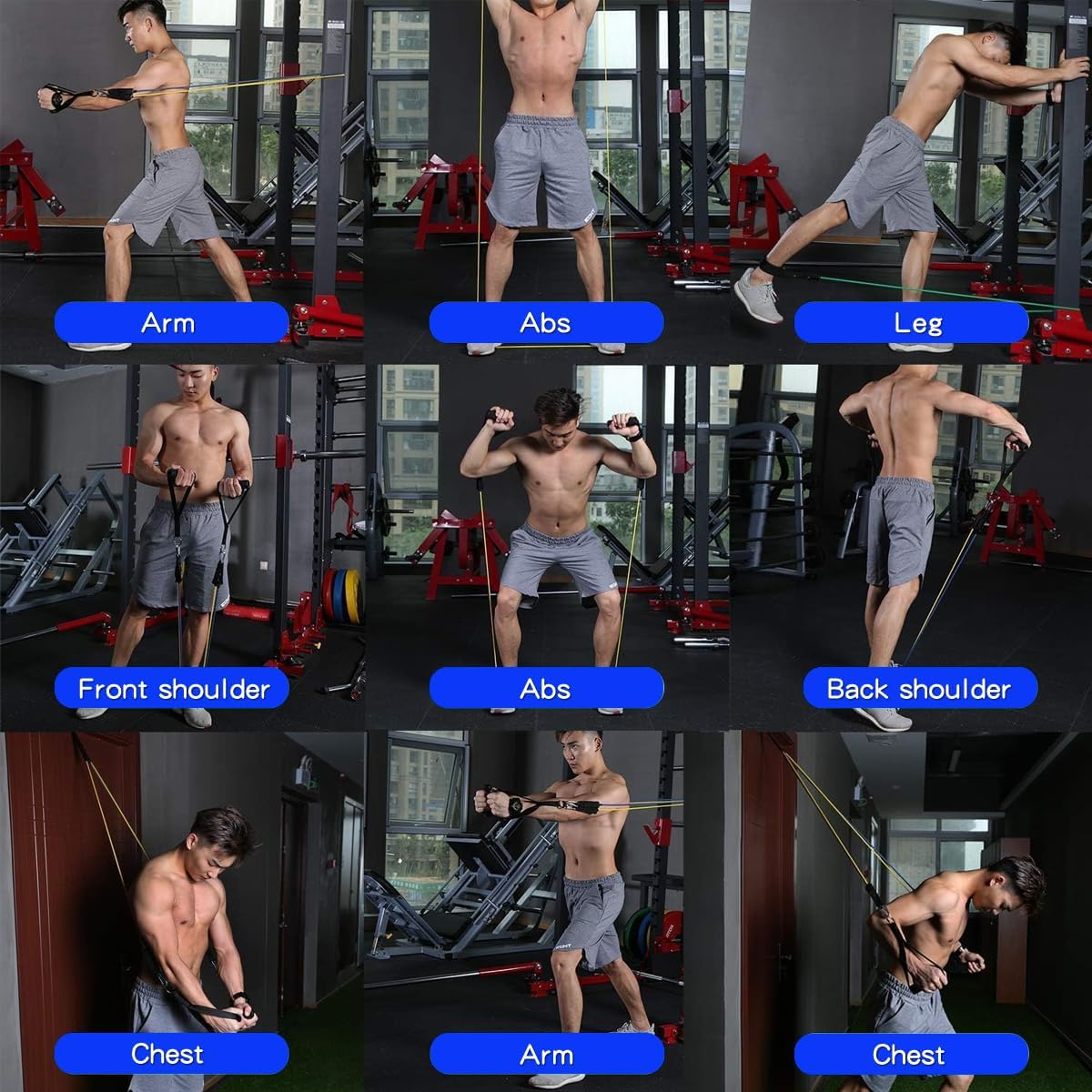 Detalle 2 de WHATAFIT Resistance Bands with Handles — 100 lb Full-Body Home Gym Set