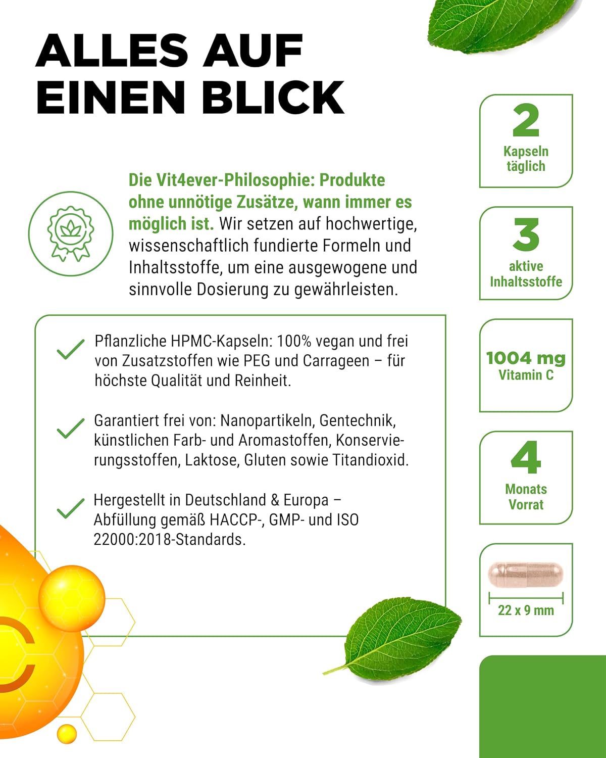 Detalle 2 de Vit4ever Liposomales Vitamin C – 240 vegane Kapseln (1000 mg/Tag) für eine hochdosierte Zufuhr
