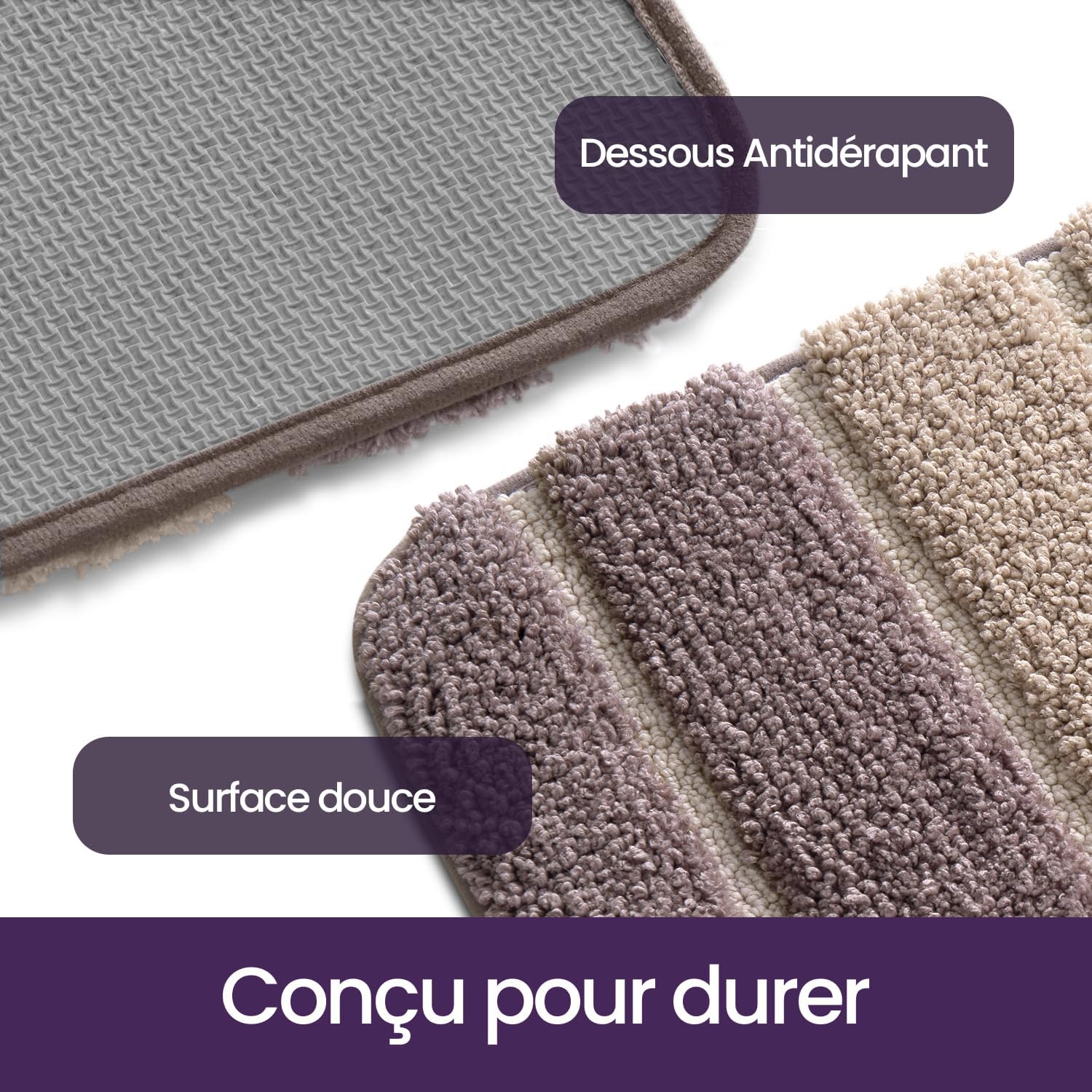 Thumbnail 4 de DEXI Tapis de salle de bain antidérapant 60 x 110 cm, extra doux, lavable en machine (beige)