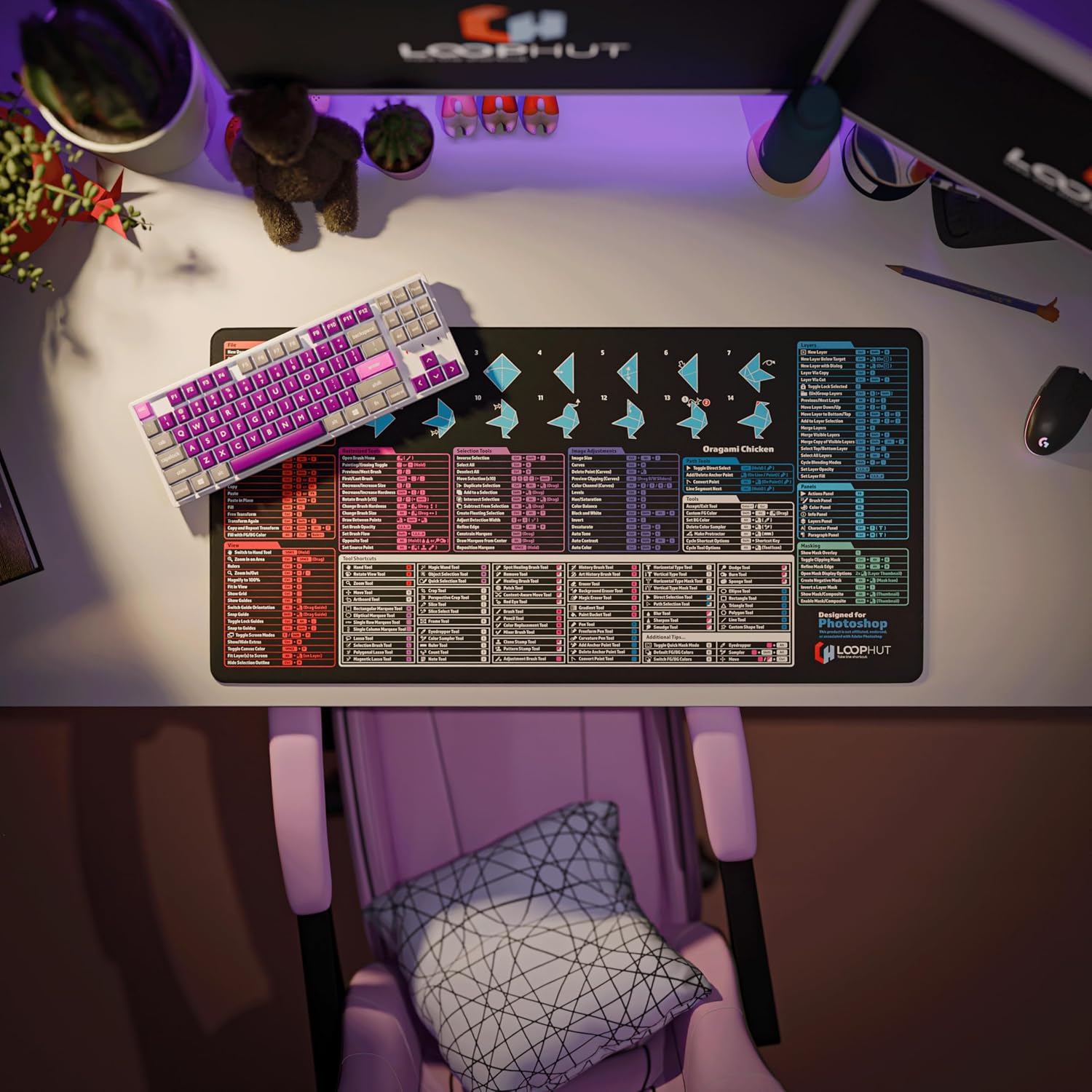 Thumbnail 4 de Loop Hut Shortcut Keys Mousepad 800x400mm 🖱️