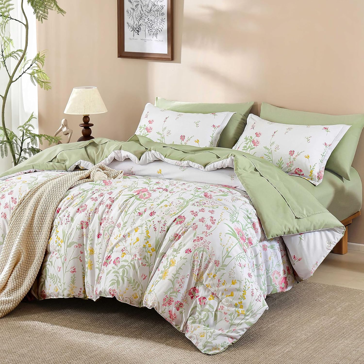 Detalle de Yiran King Floral Duvet Set 7-Piece