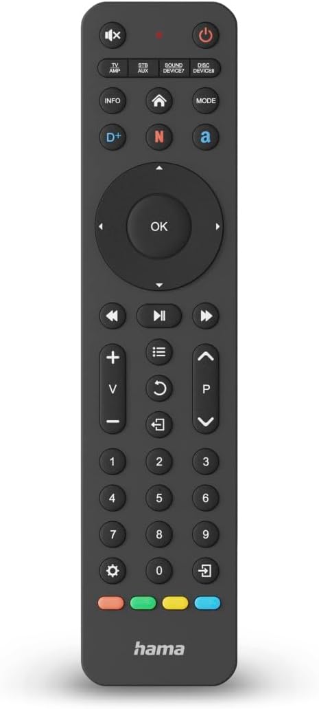 Detalle de Hama Télécommande Universelle Infrarouge TV (jusqu’à 8 appareils) avec apprentissage et touches Streaming