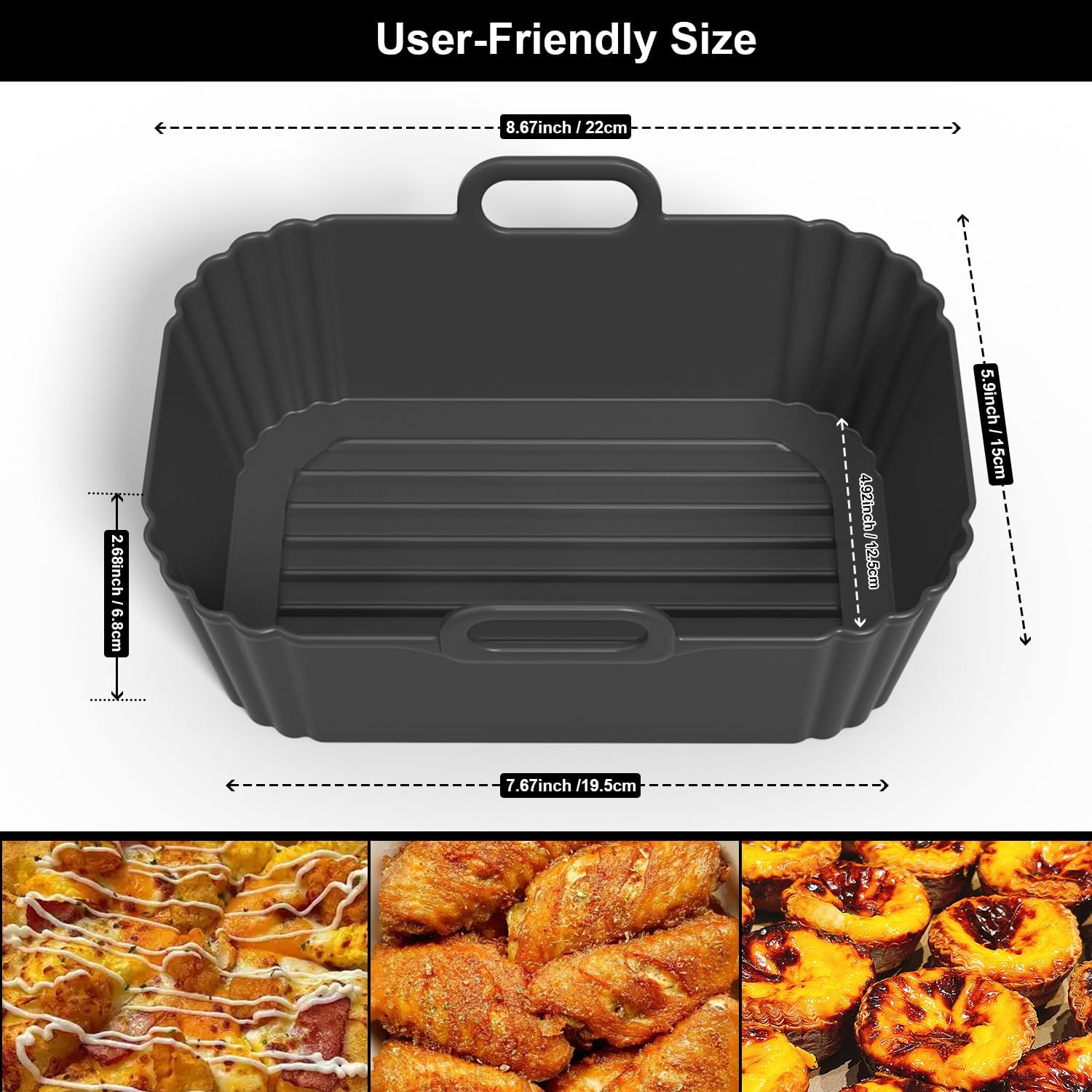Thumbnail 1 de Masgarlan Silicone Air Fryer Liners 22×15×6.8cm