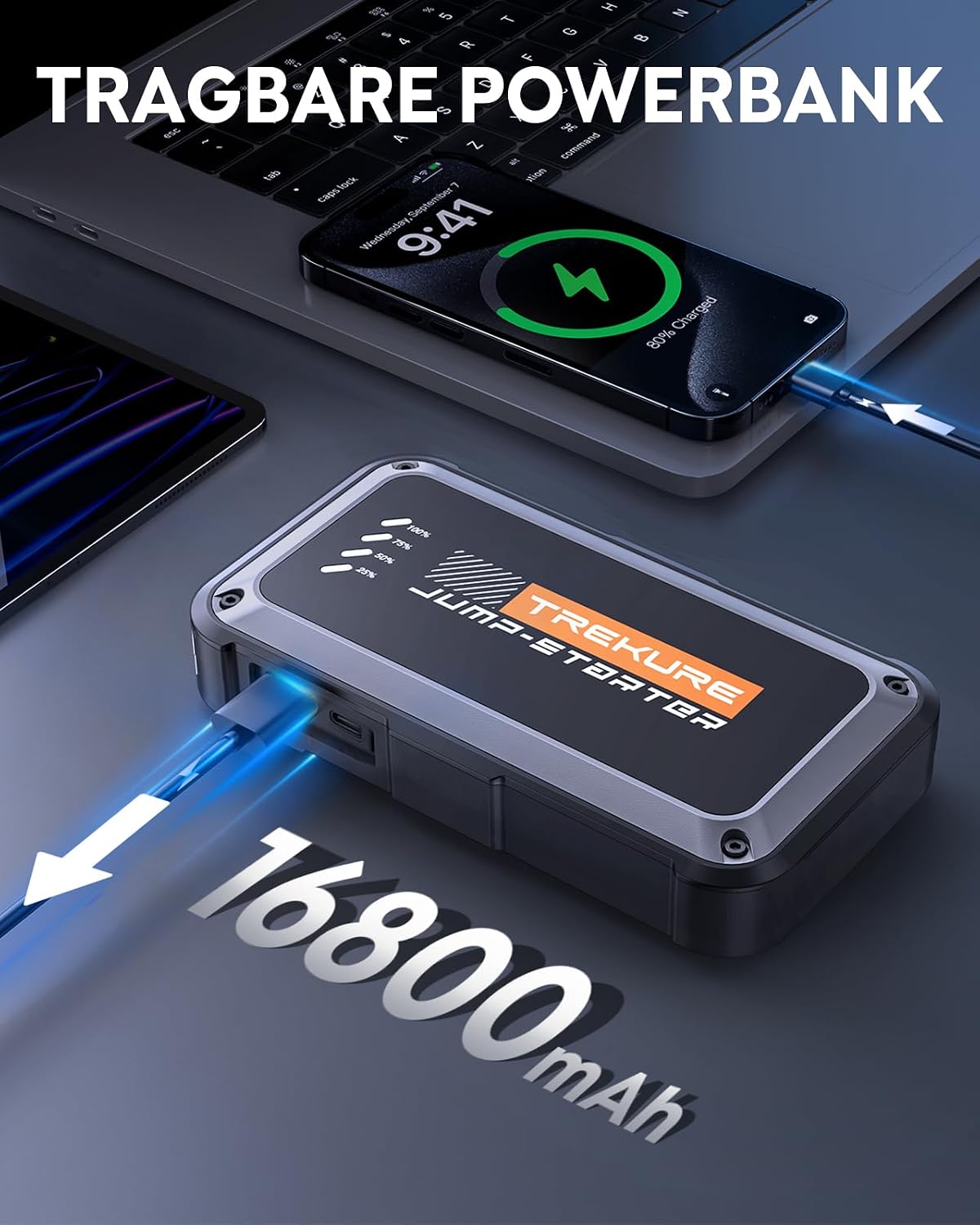 Detalle 2 de TREKURE 4000A Starthilfe Powerbank 4000A