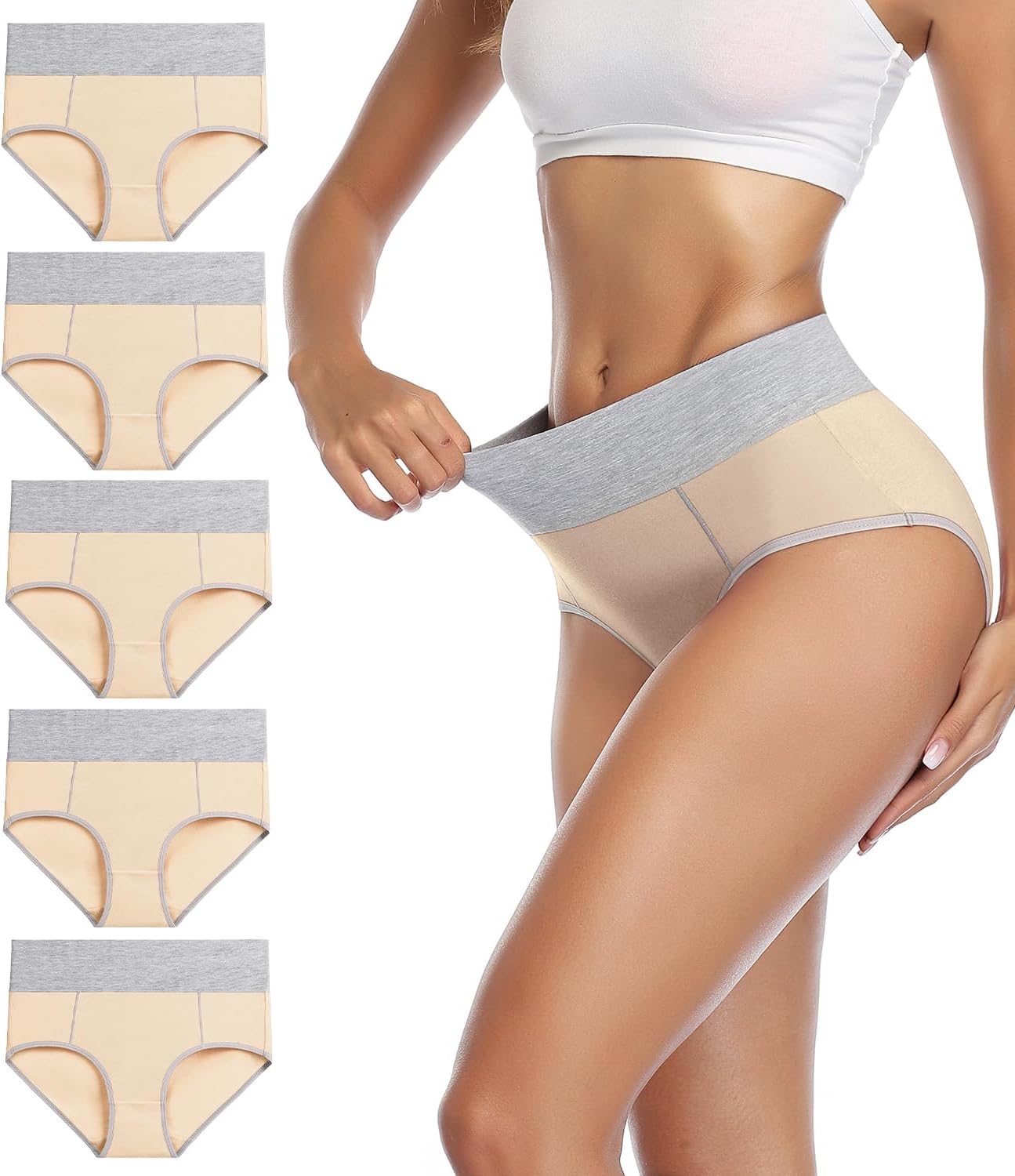 Detalle 2 de wirarpa Women's Cotton High Waist Briefs 5-pack 🩲