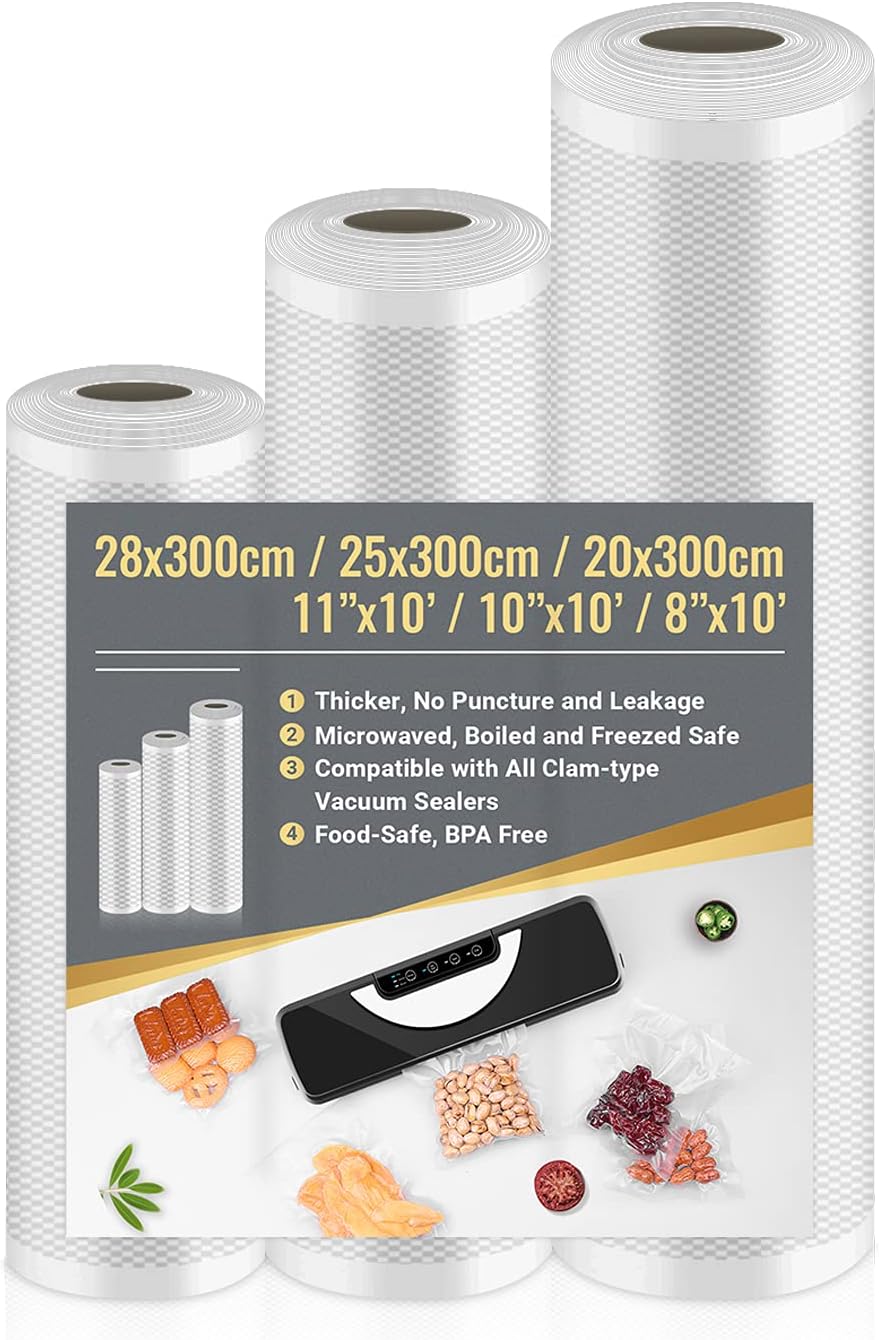 Detalle de Sacchetti sottovuoto per alimenti 3 rotoli 20/25/28×300 cm (senza BPA) per macchina sottovuoto e sous vide