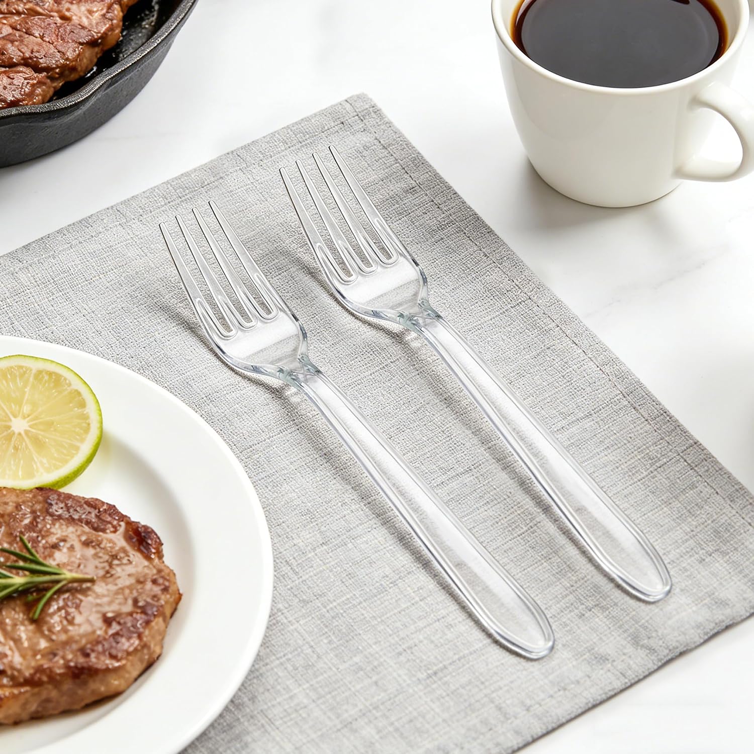 Thumbnail 6 de BYSNOW 360 Count Clear Disposable Plastic Forks – Extra Heavy Duty, BPA-Free, Heat & Break Resistant