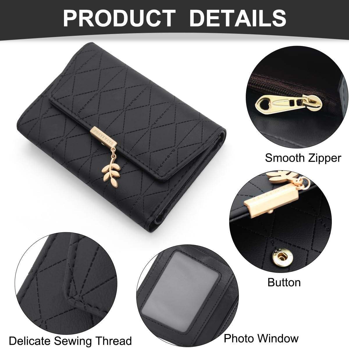 Thumbnail 2 de Reetee Ladies Purse - PU Leather Wallet for Women (M-Black)