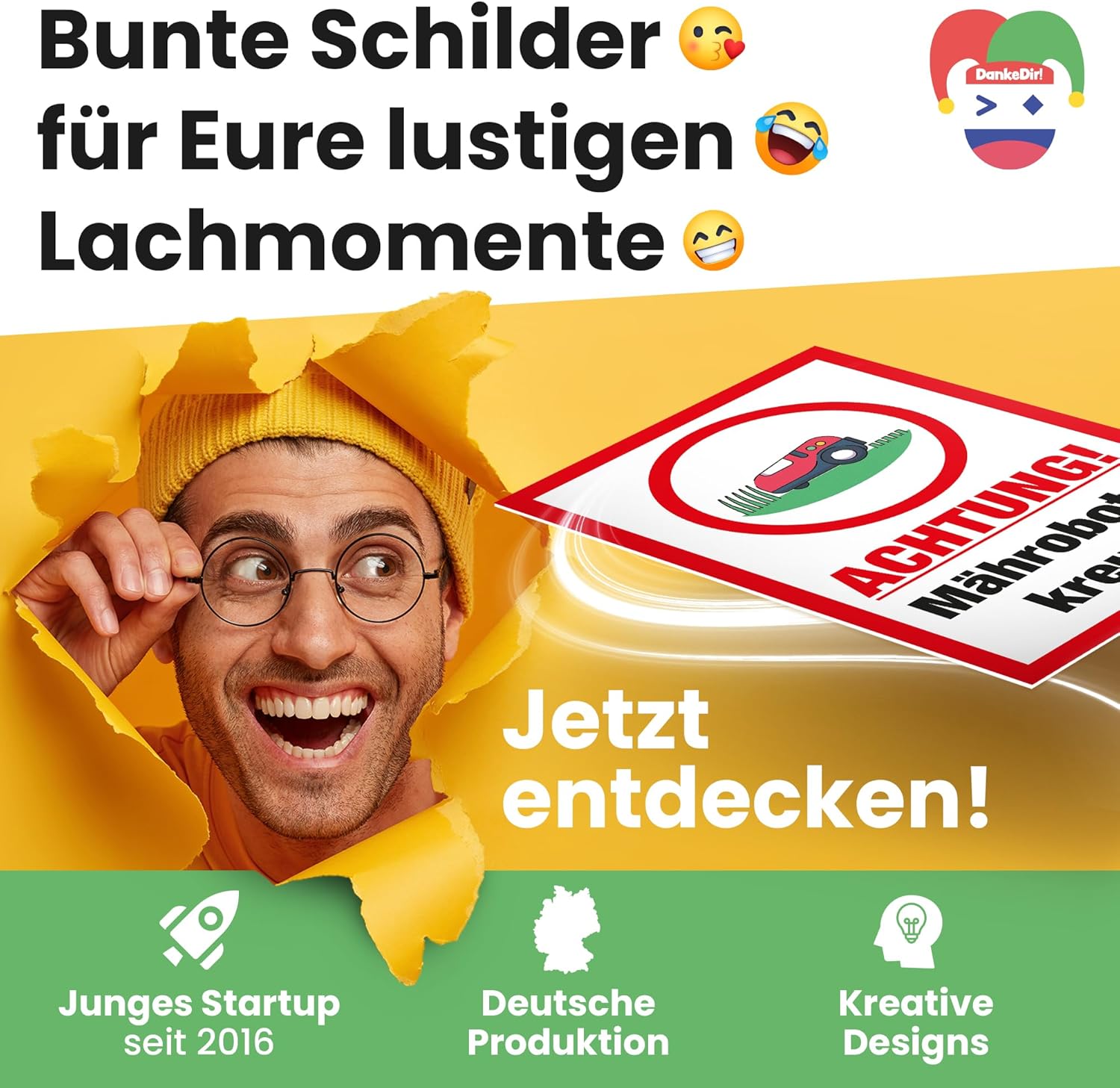 Thumbnail 6 de DankeDir! Mähroboter kreuzt – Schild 30x20 cm, wetterfestes Gartenschild