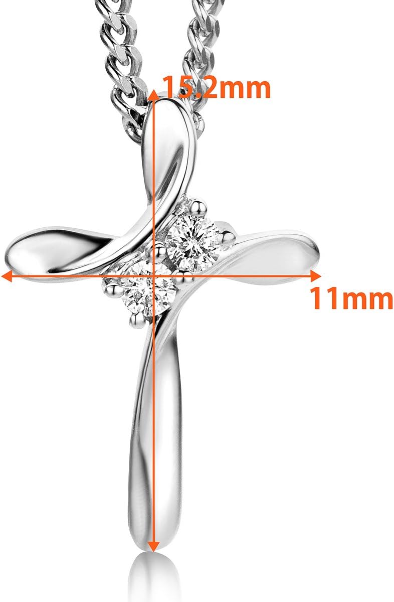 Thumbnail 2 de Orovi Bijoux Femme Collier Croix en Or Blanc avec Diamants 0,05 Ct – 9 Kt / 375, chaîne 45 cm