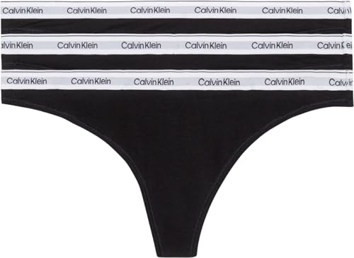 Detalle de Calvin Klein Perizomi Donna Modern Logo - Confezione da 3 Nero, taglia S