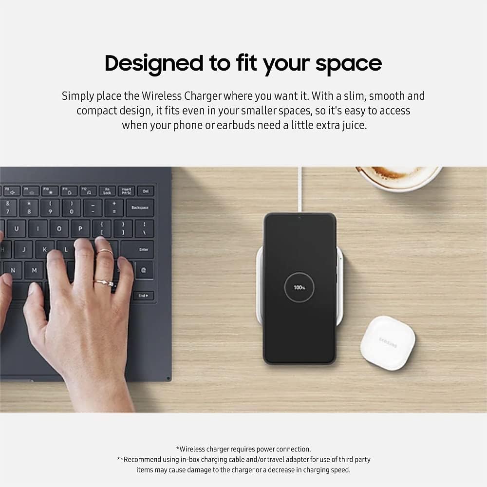 Thumbnail 3 de Samsung 15W Wireless Charger Single (Cordless) Grey — Super Fast Charging Pad with LED Indicator