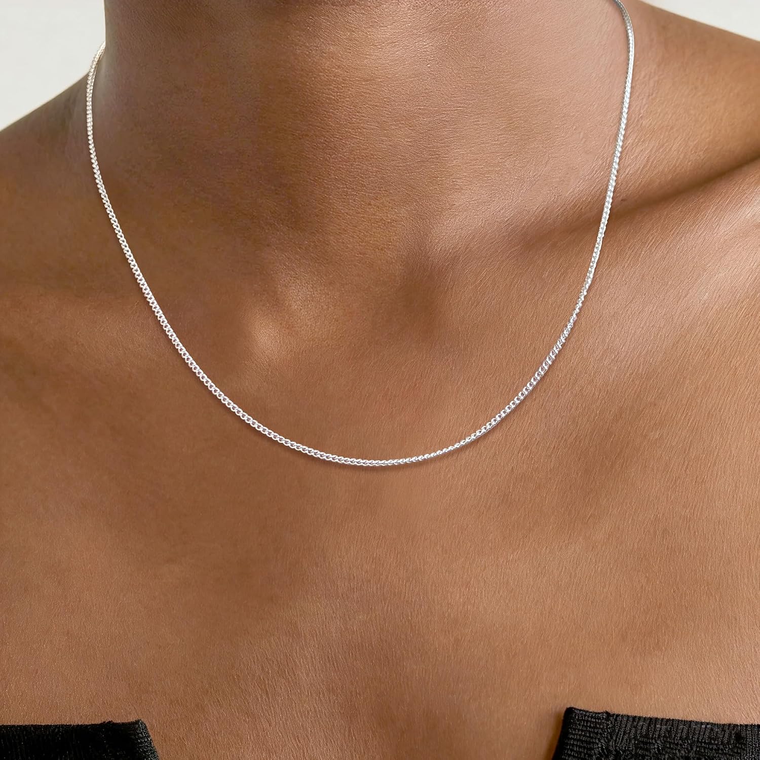 Detalle de Kraven Feine 925 Silber Damen Halskette ohne Anhänger – Silberkette mit Rombus-Glieder-Design (40/45/50/55/60 cm)