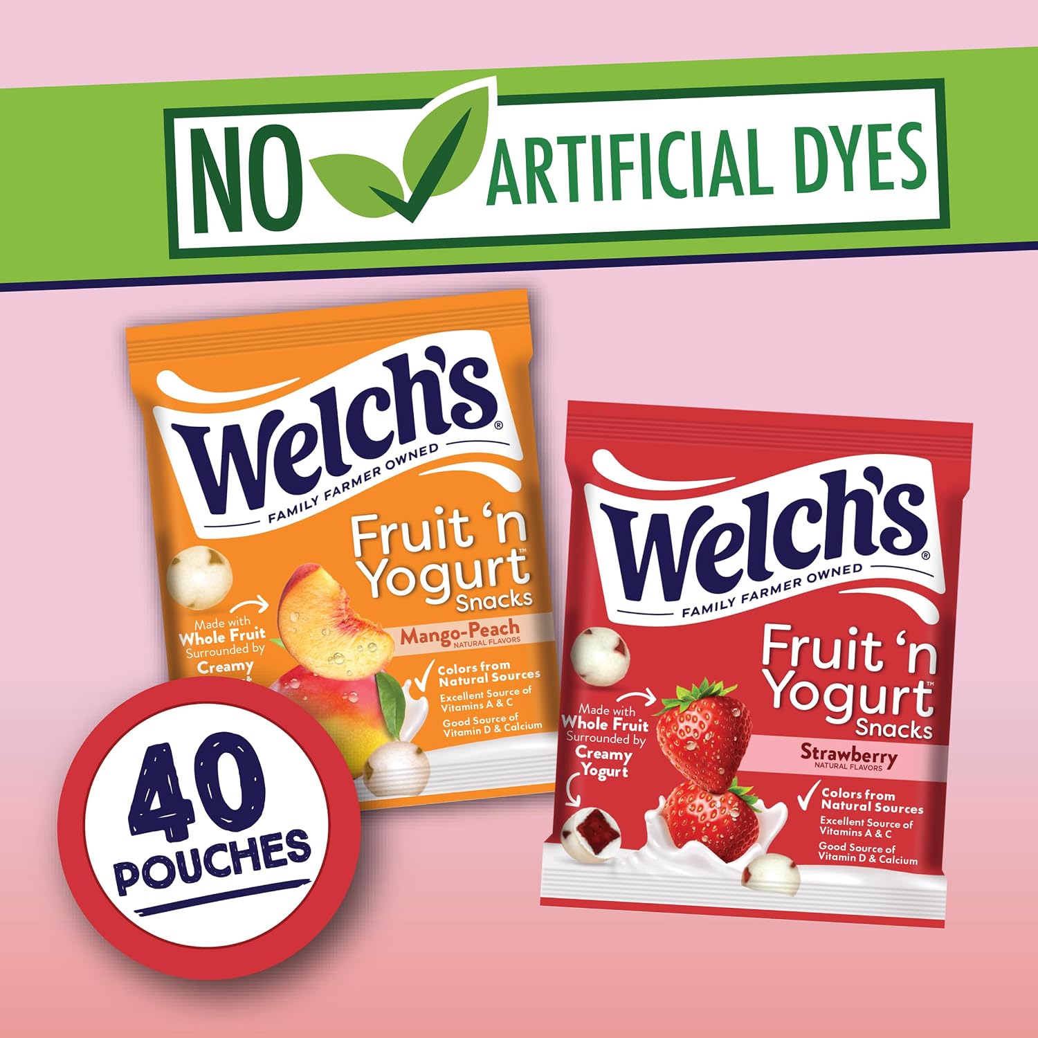 Detalle de Welch's Fruit 'n Yogurt Variety Pack, 40 Count, 0.7 oz Packs