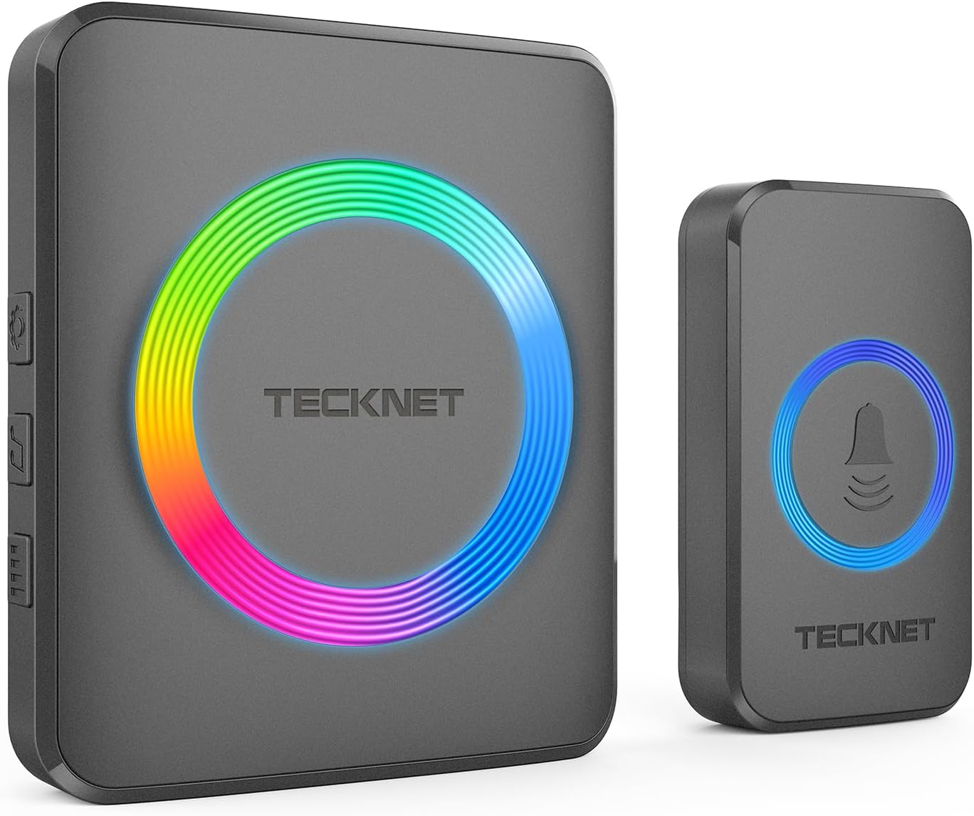 Detalle de TECKNET Funkklingel Set mit 600 m Reichweite, IP65 und Plug-In-Empfänger (1 Sender, 1 Empfänger, Klingelknopf)