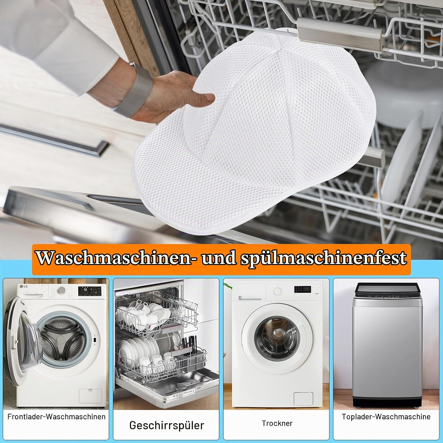 Detalle de Fododo Cap Washer: Cap Waschmaschinen Form, Baseballkappen-Waschgestell