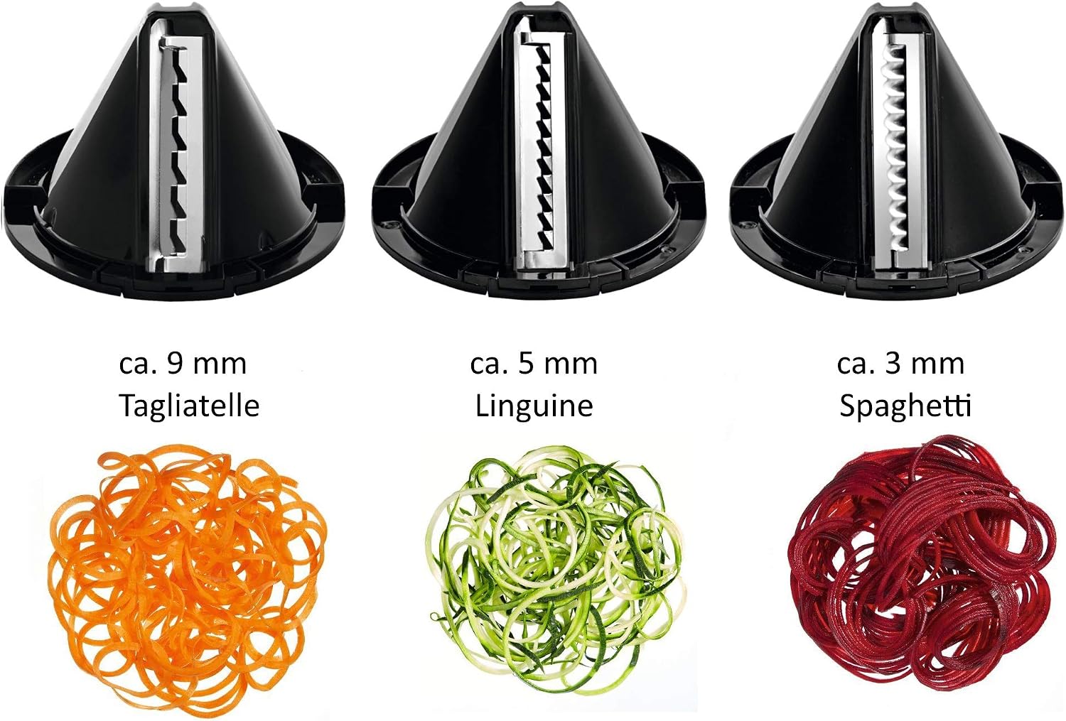 Detalle de WMF Kult X Gemüsenudeln Spiralschneider elektrisch mit 3 Schneideinsätzen und Auffangbehälter (Zoodle Maker)