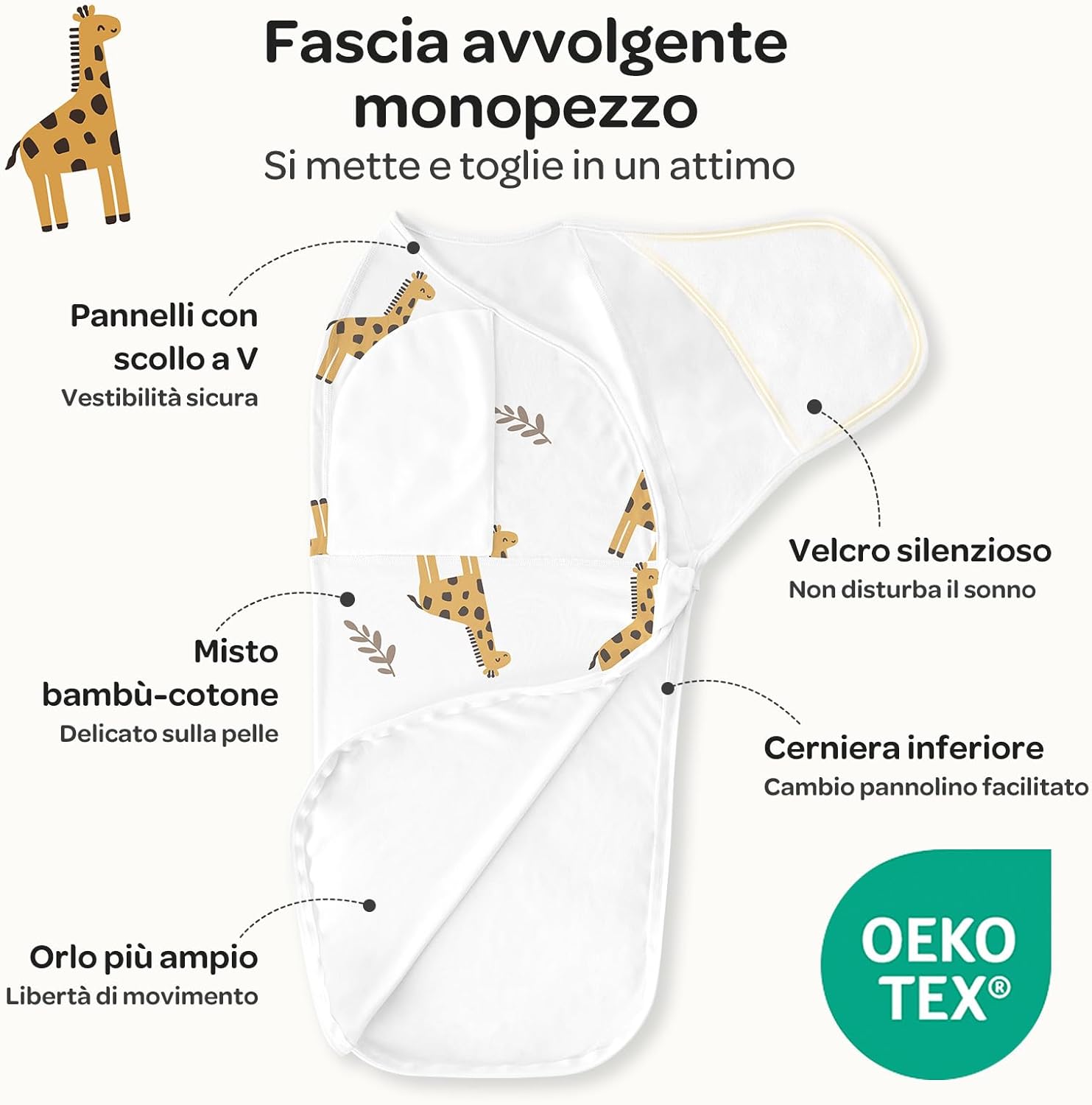 Thumbnail 1 de Momcozy Swaddle Neonato: Chiusura Silenziosa e Cerniera Inferiore per Pancia‑a‑pancia in Sicurezza