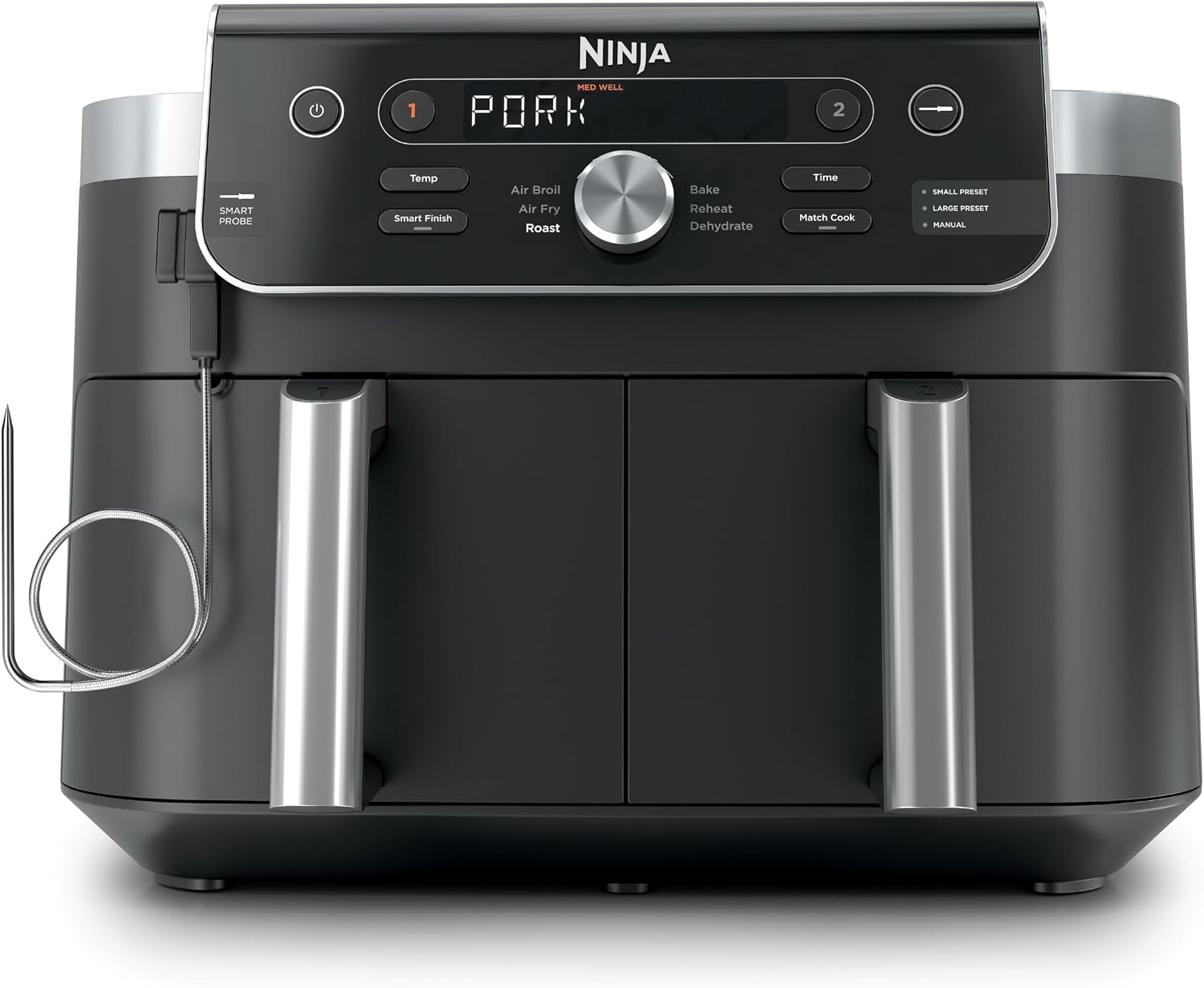 Detalle 2 de Ninja DZ401 Foodi 10 Quart DualZone XL 6-in-1 2-Basket Air Fryer (Grey)