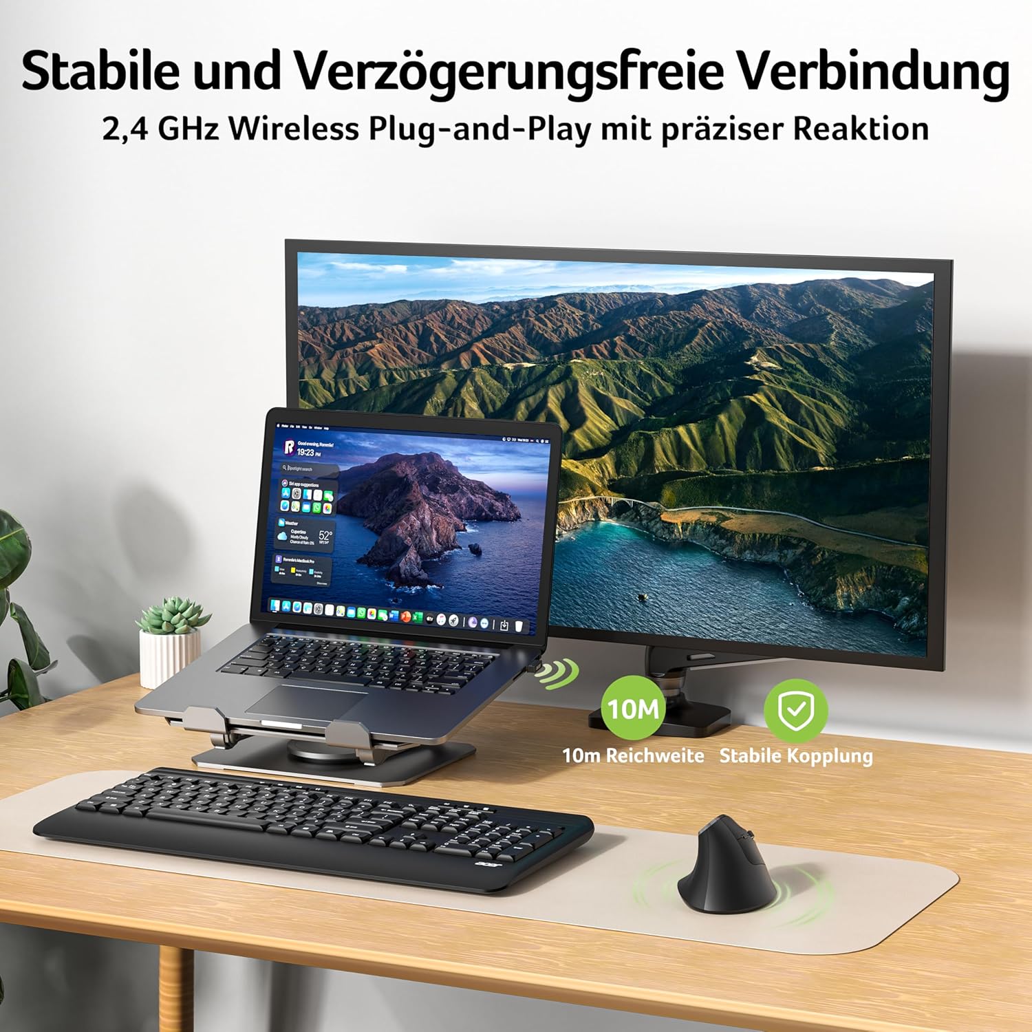Thumbnail 4 de Acer 2.4G ergonomische vertikale optische Maus – kabellos, wiederaufladbar (bis 1.600 DPI) für PC & Laptops