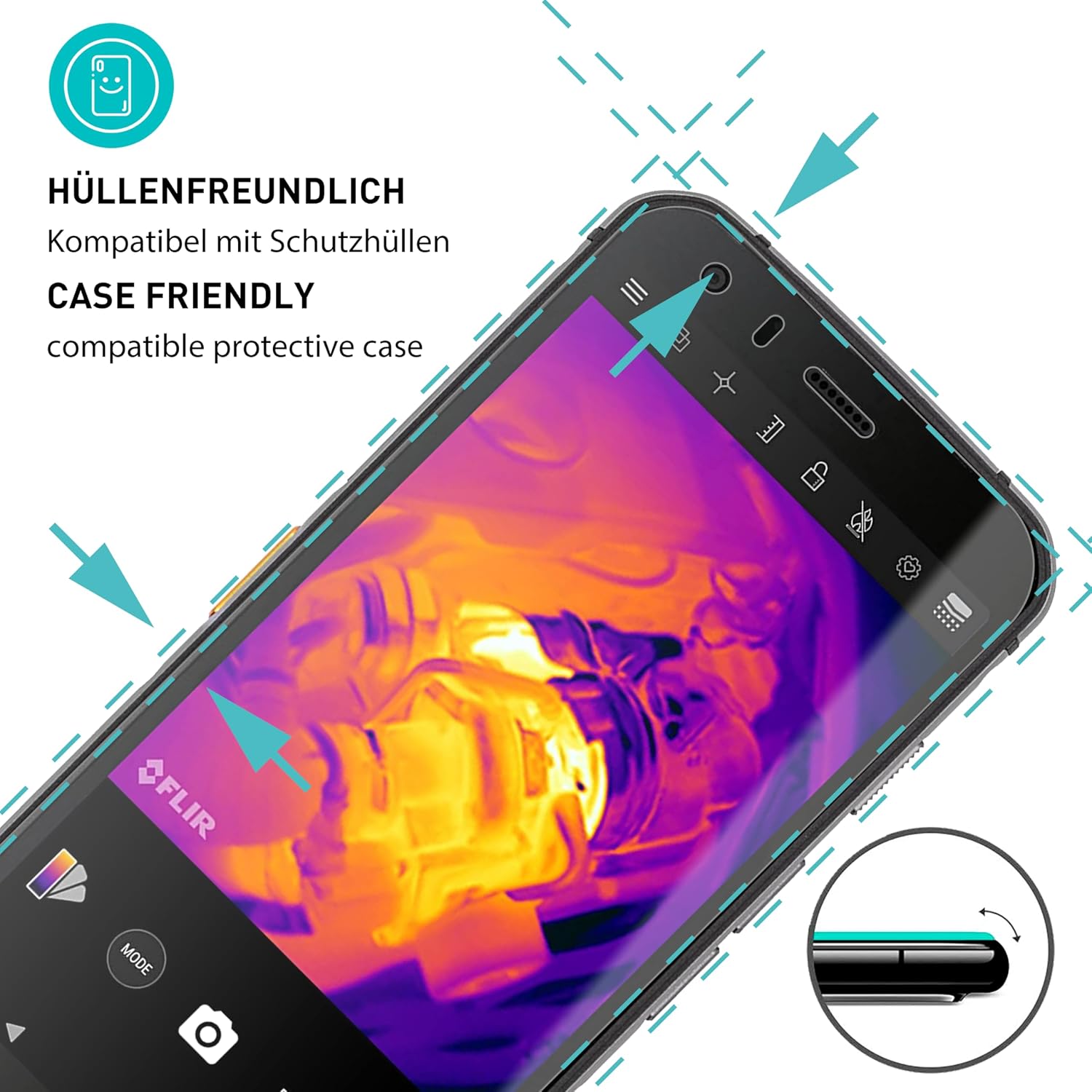 Detalle 2 de SmarTect CAT S62 Pro Tempered Glass Screen Protector, 9H, 0.3 mm, 3 Pack
