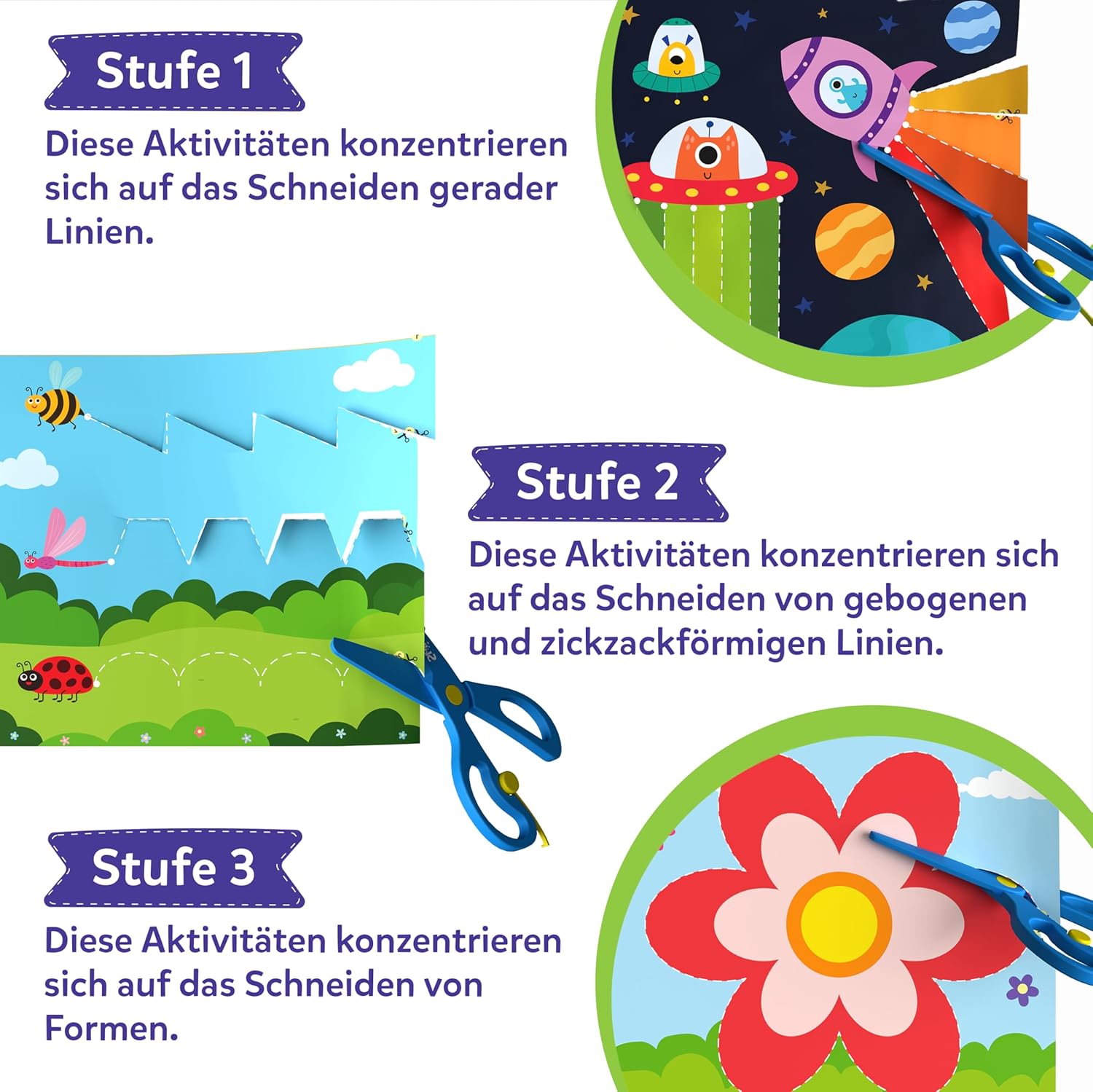 Detalle de Skillmatics Schnippel Spaß: Bastelset zur Förderung von Scherenschnitten für Kinder 3–7