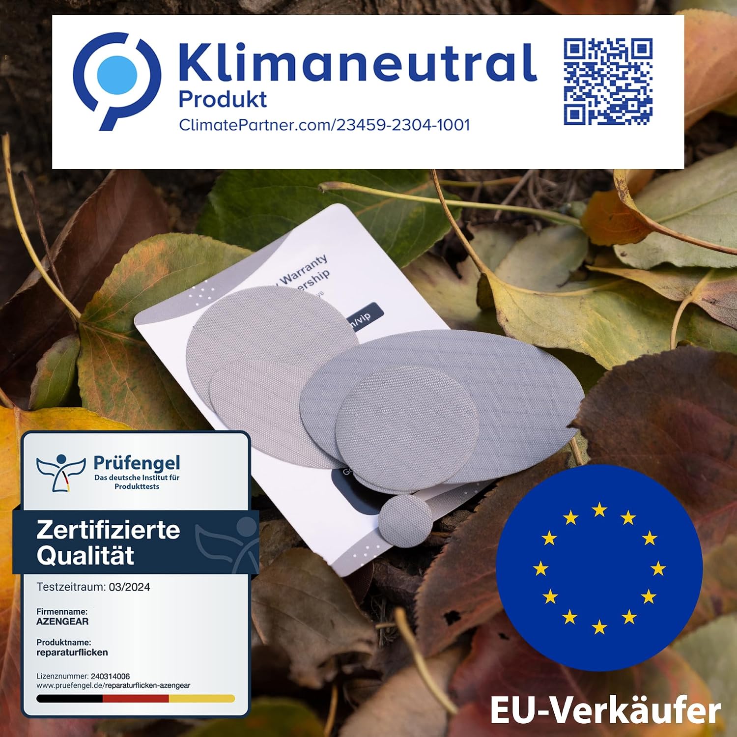Detalle de Reparatur Flicken für Daunenjacken, Zelte & Schlafsäcke – 11 selbstklebende Nylon-Polyester-Flicken, wasserdicht & hitze-/kältebeständig, vorgeschnitten
