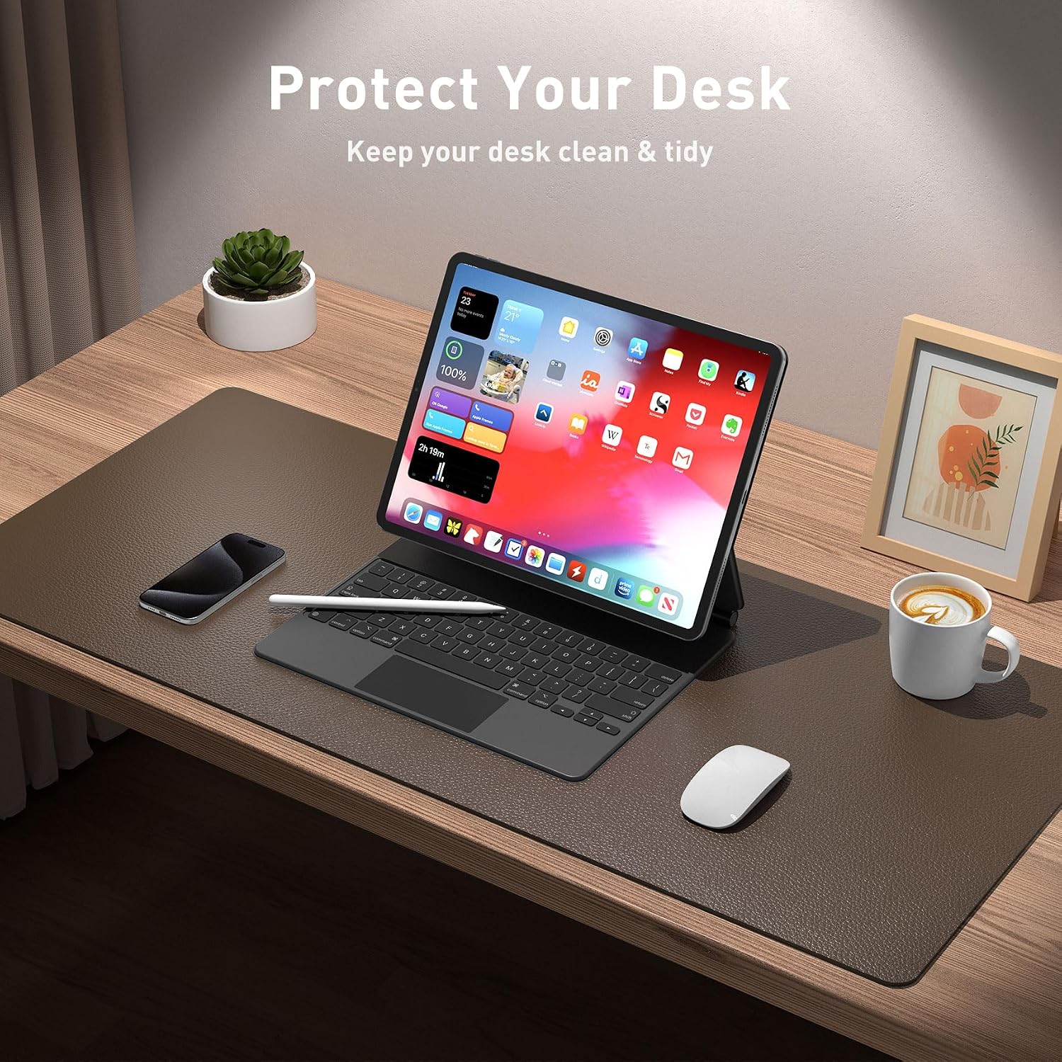 Detalle de Aothia PU Leather Desk Mat 91x43cm