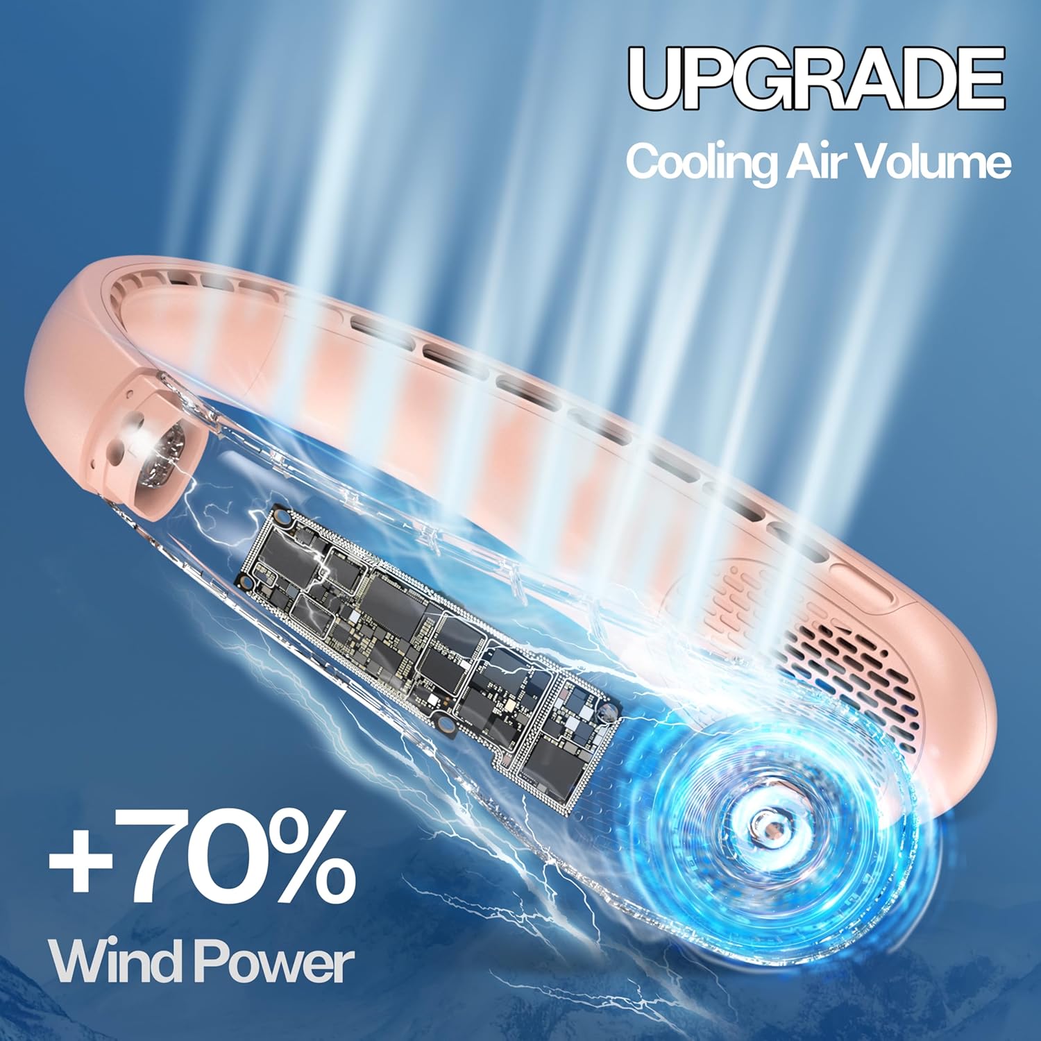 Detalle de Neck Fan, Portable Bladeless Neck Fan with LED Display (Rose)