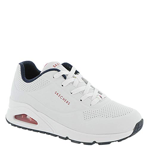 Detalle de Skechers Uno para mujer en color White Durabuck Navy Red Trim (talla 40 EU)