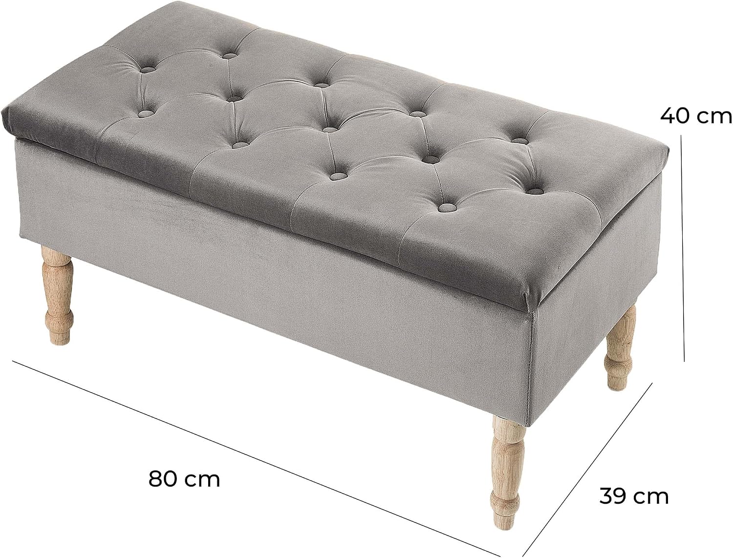 Detalle de Montemaggi Poggiapiedi Cassapanca 35 L in Velluto Grigio