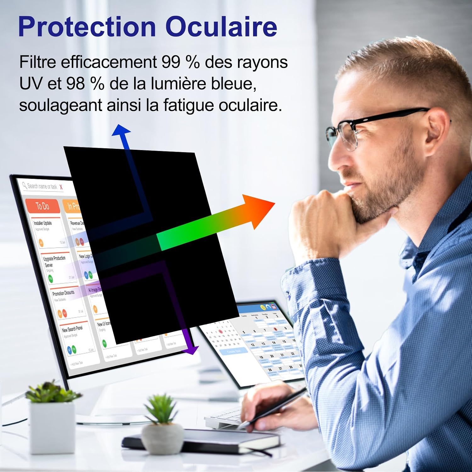 Detalle 2 de Filtre de confidentialité pour écran 21,5 pouces – 16:9, anti-reflets et anti-lumière bleue