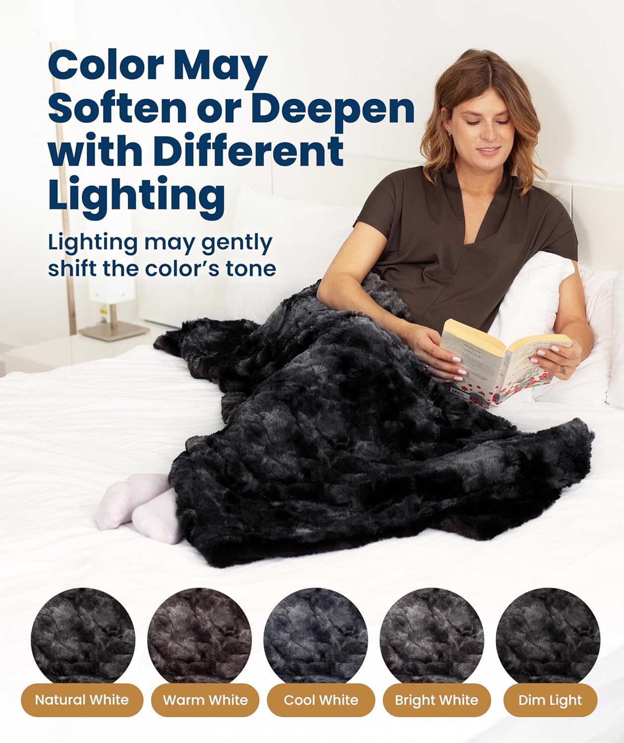 Thumbnail 5 de Everlasting Comfort Soft & Comfortable Black Faux Fur Throw Blanket (50"x65")